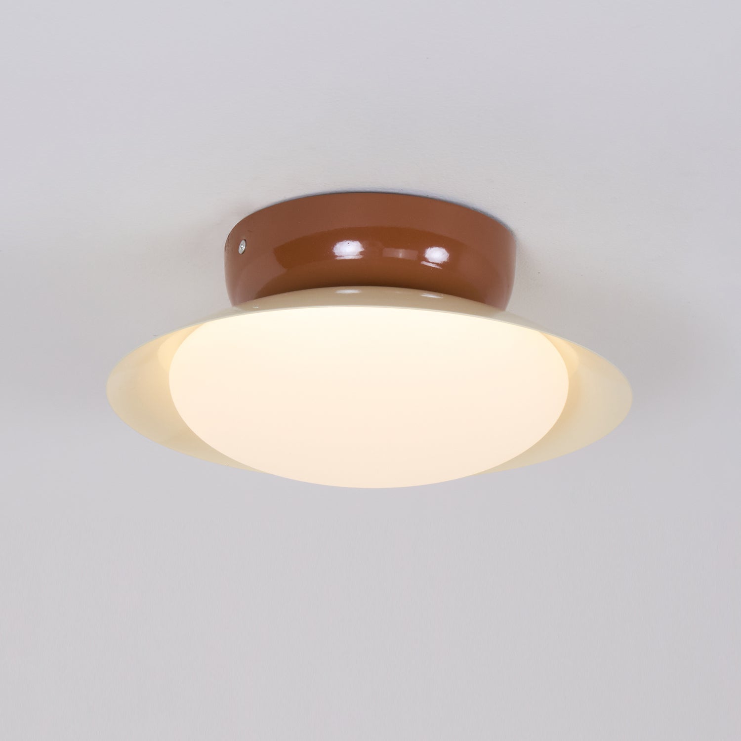 Ceiling Light Metal Dome 9.8 in LED Green Brown Bathroom Kitchen Flush Mount Fixture | Thomler