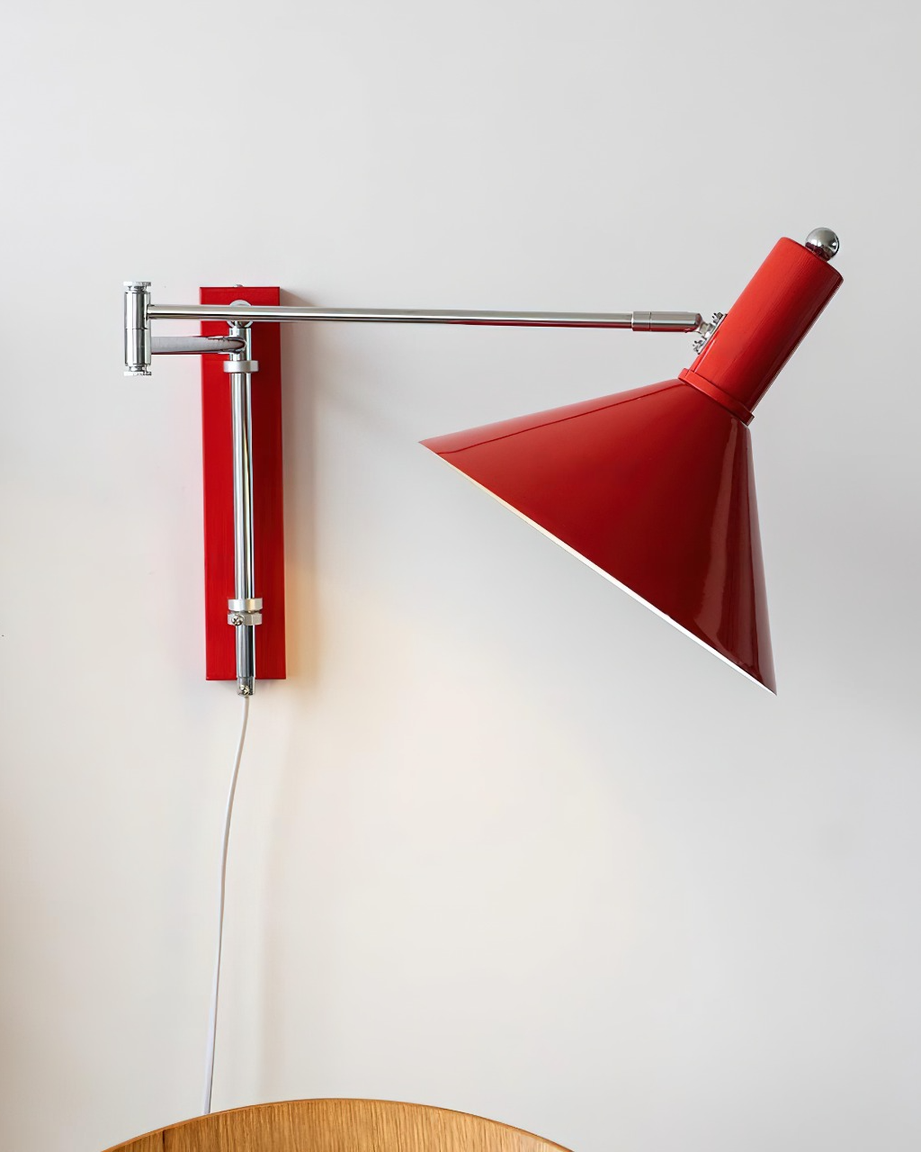 Wall Lamp Metal 9.8 in 360° Swivel Adjustable White Black Red Indoor Bathroom Bedroom Lighting | Thomler