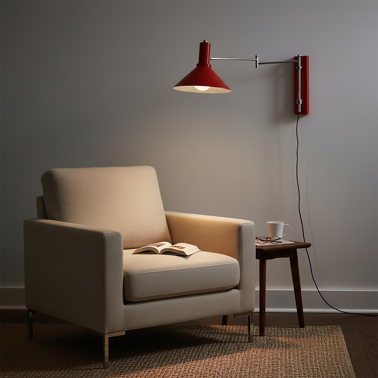 Wall Lamp Metal 9.8 in 360° Swivel Adjustable White Black Red Indoor Bathroom Bedroom Lighting | Thomler