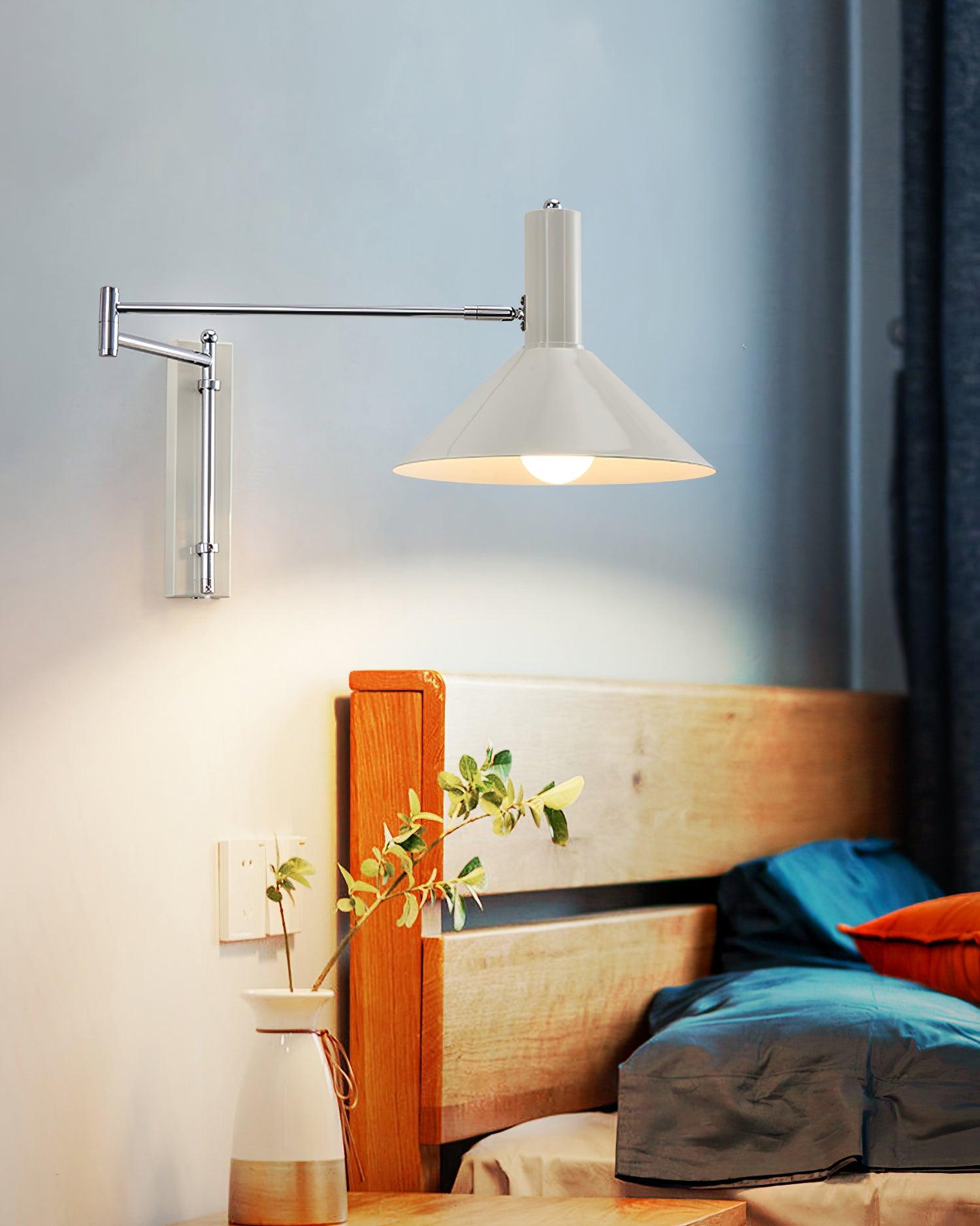 Wall Lamp Metal 9.8 in 360° Swivel Adjustable White Black Red Indoor Bathroom Bedroom Lighting | Thomler