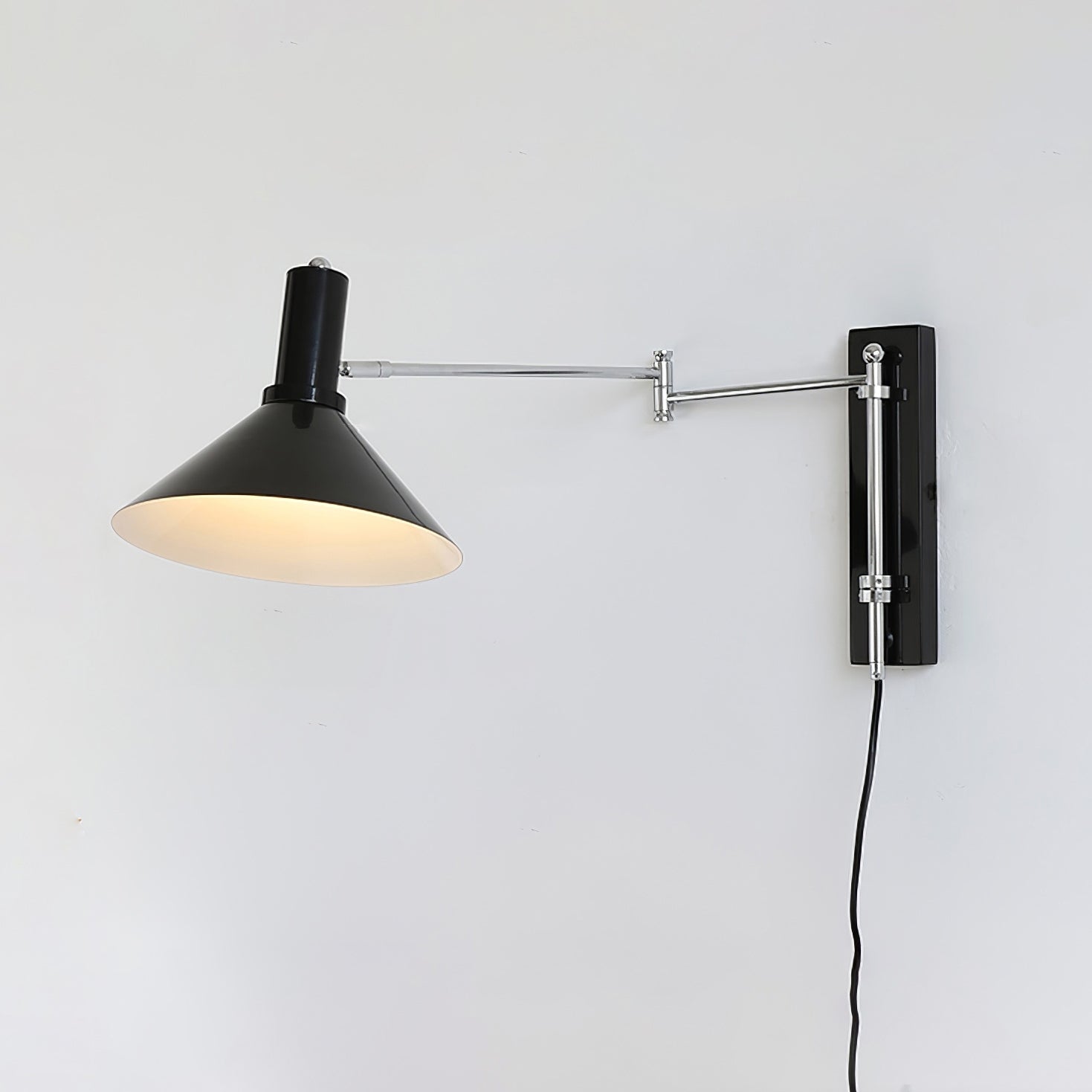 Wall Lamp Metal 9.8 in 360° Swivel Adjustable White Black Red Indoor Bathroom Bedroom Lighting | Thomler