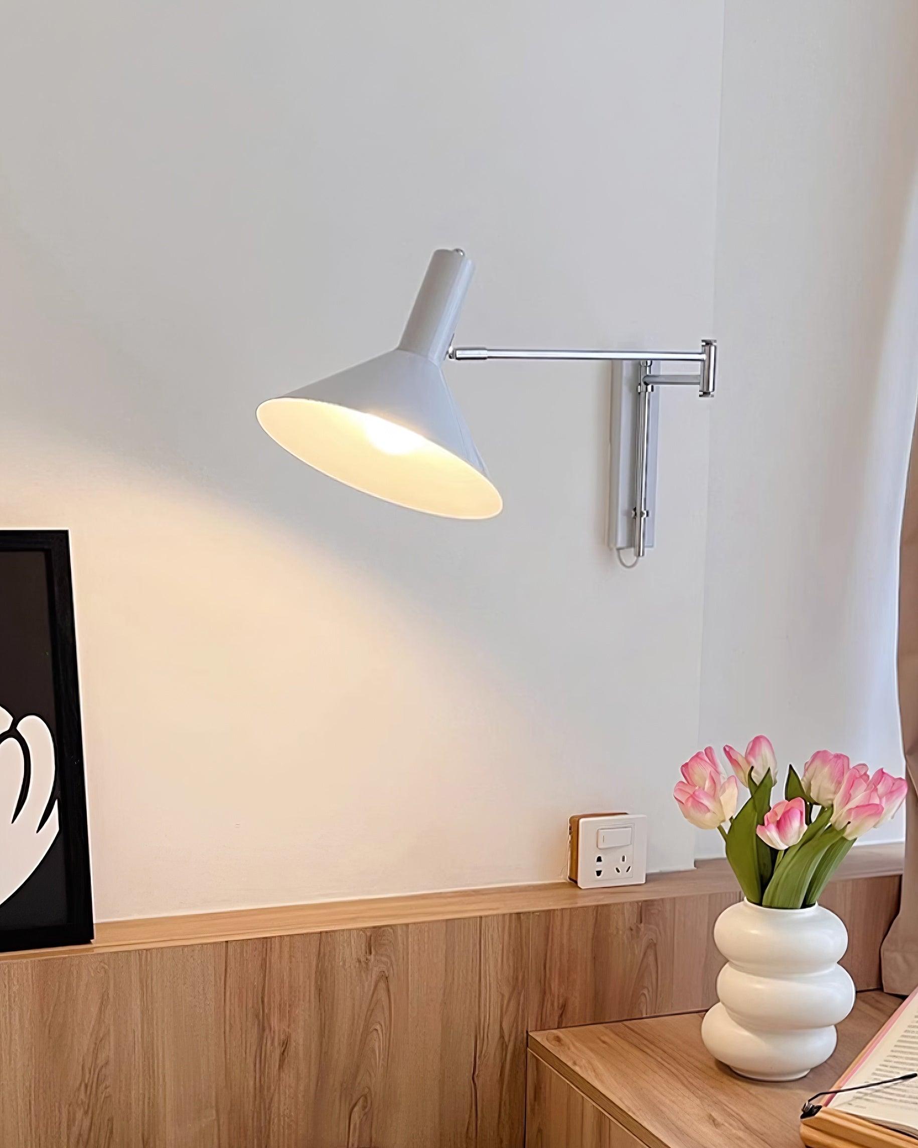 Wall Lamp Metal 9.8 in 360° Swivel Adjustable White Black Red Indoor Bathroom Bedroom Lighting | Thomler