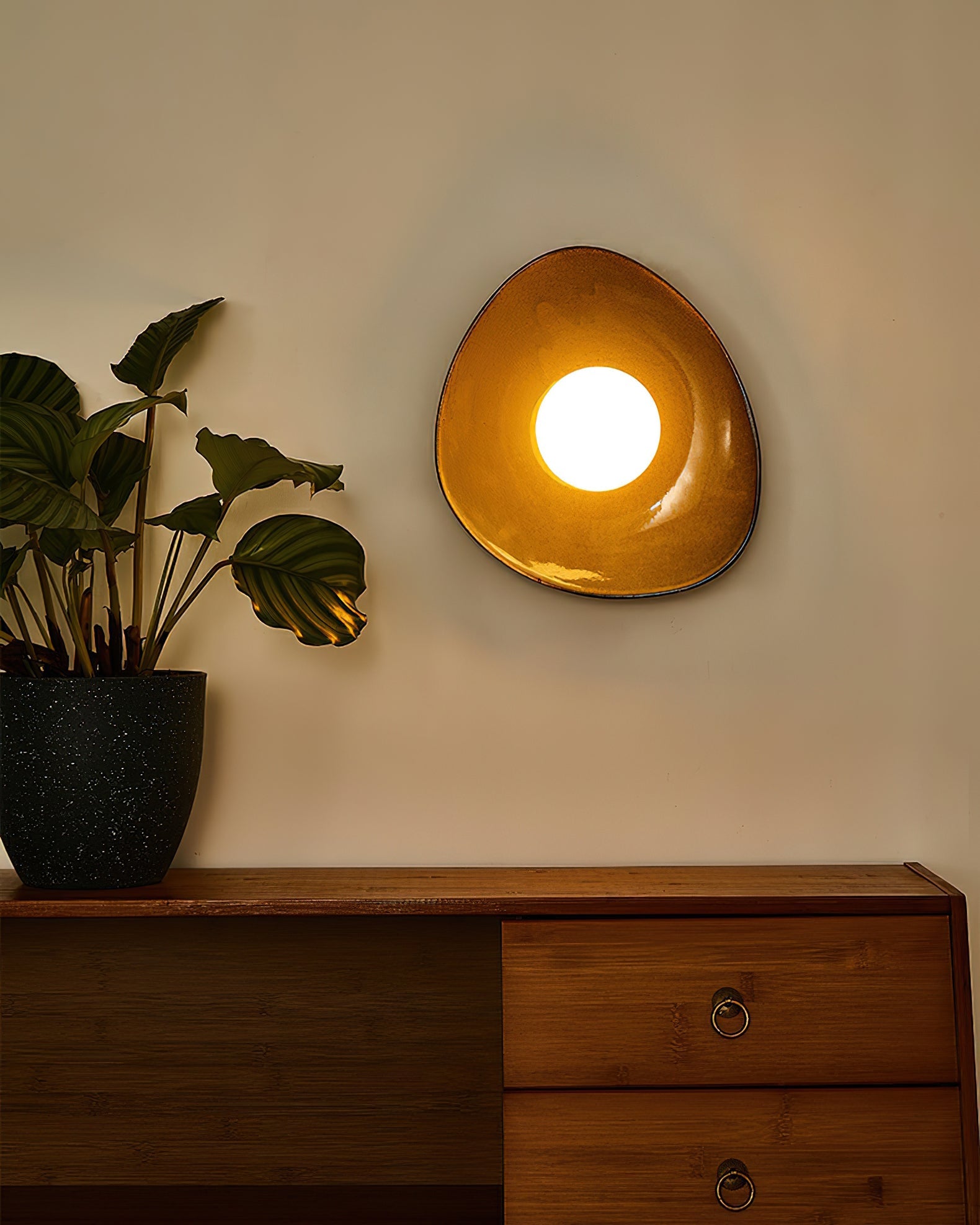 Ceramic Glass Sconce 12-Inch Sculptural Indoor Lighting Taupe White for Hallways Living Rooms Bedrooms Entryways Modern Wall Mount | Thomler