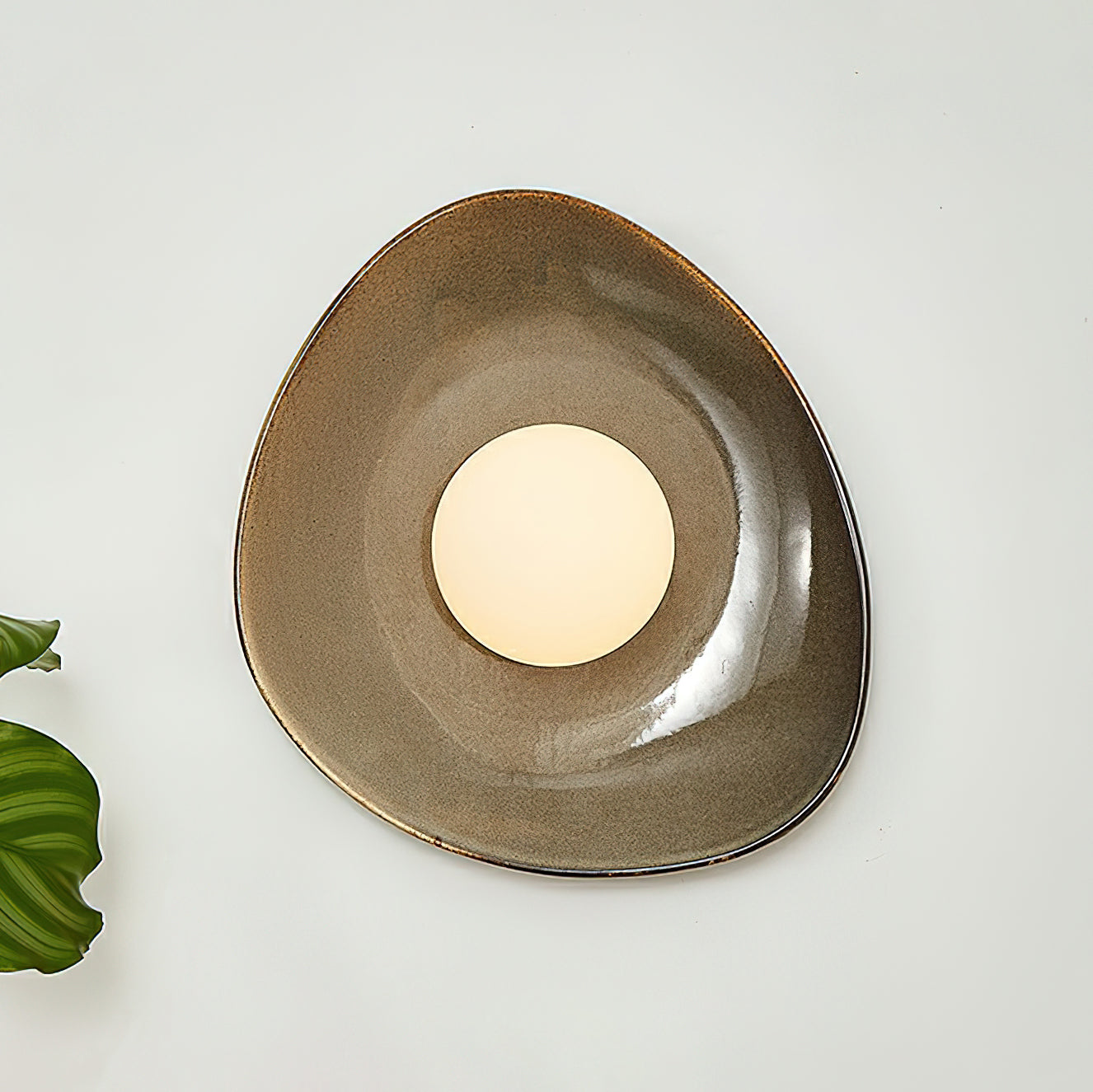 Ceramic Glass Sconce 12-Inch Sculptural Indoor Lighting Taupe White for Hallways Living Rooms Bedrooms Entryways Modern Wall Mount | Thomler