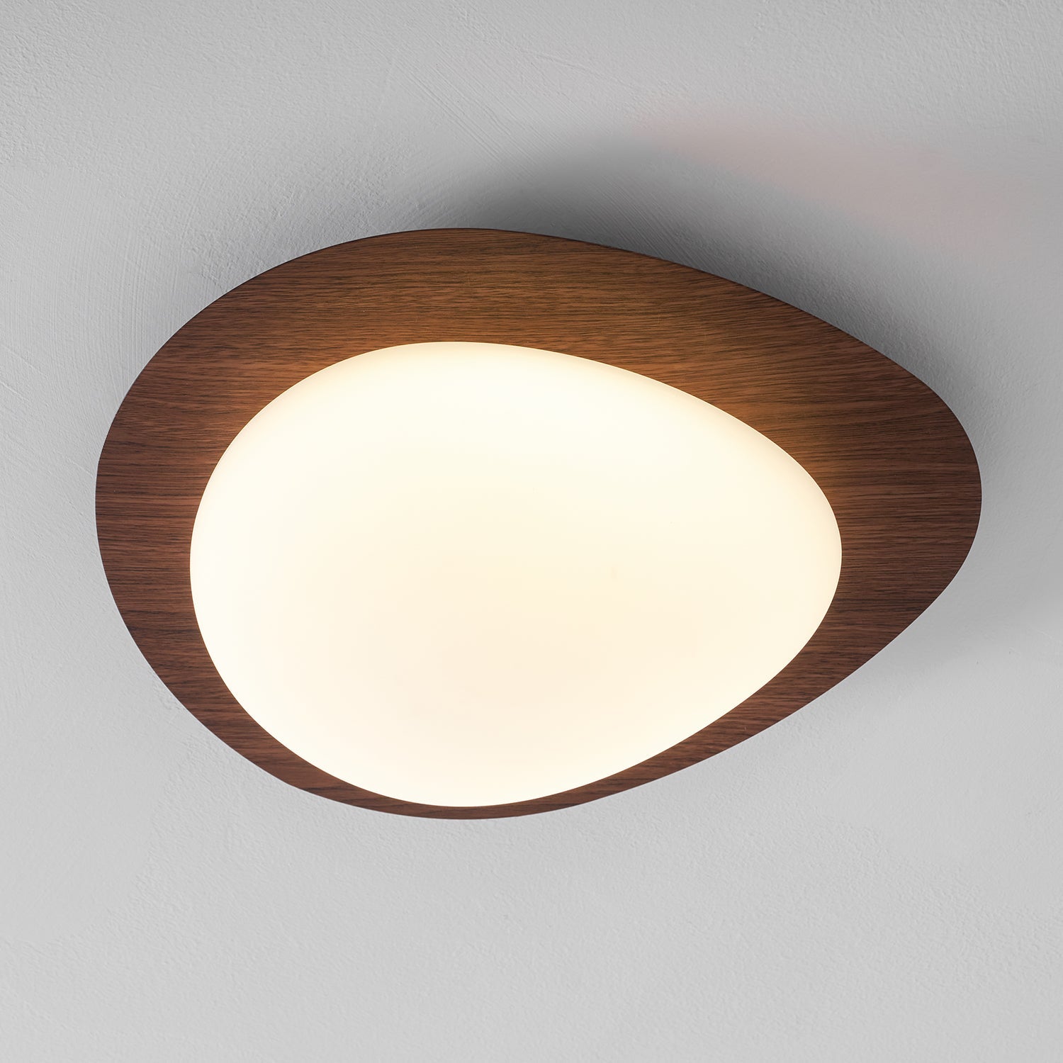 Pebble Ceiling Light 11.8 in 12W Walnut Grain Indoor Flush Mount LED | Modern Bedroom Living Room Dining Room Ceiling Fixture | Thomler