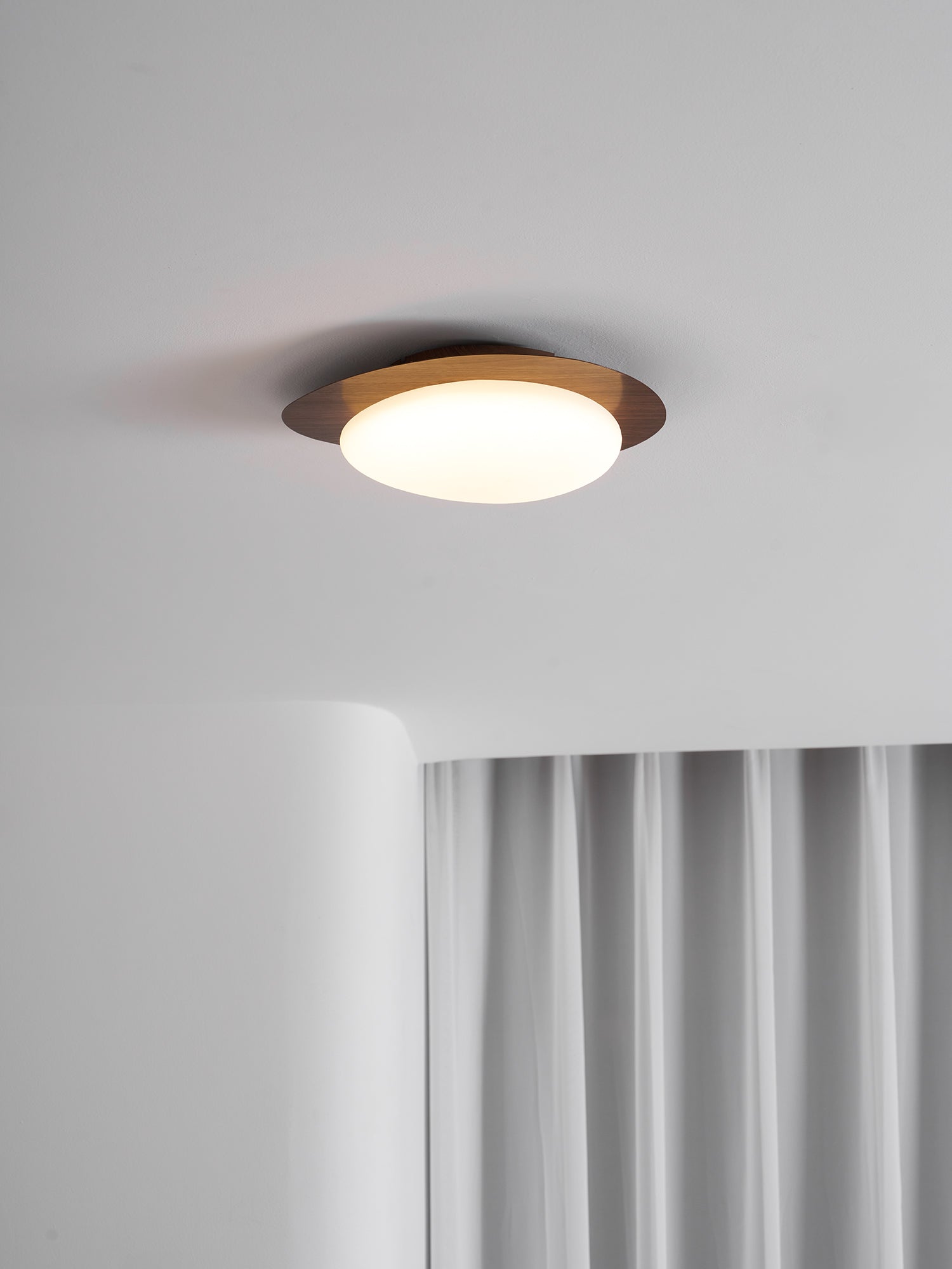 Pebble Ceiling Light 11.8 in 12W Walnut Grain Indoor Flush Mount LED | Modern Bedroom Living Room Dining Room Ceiling Fixture | Thomler