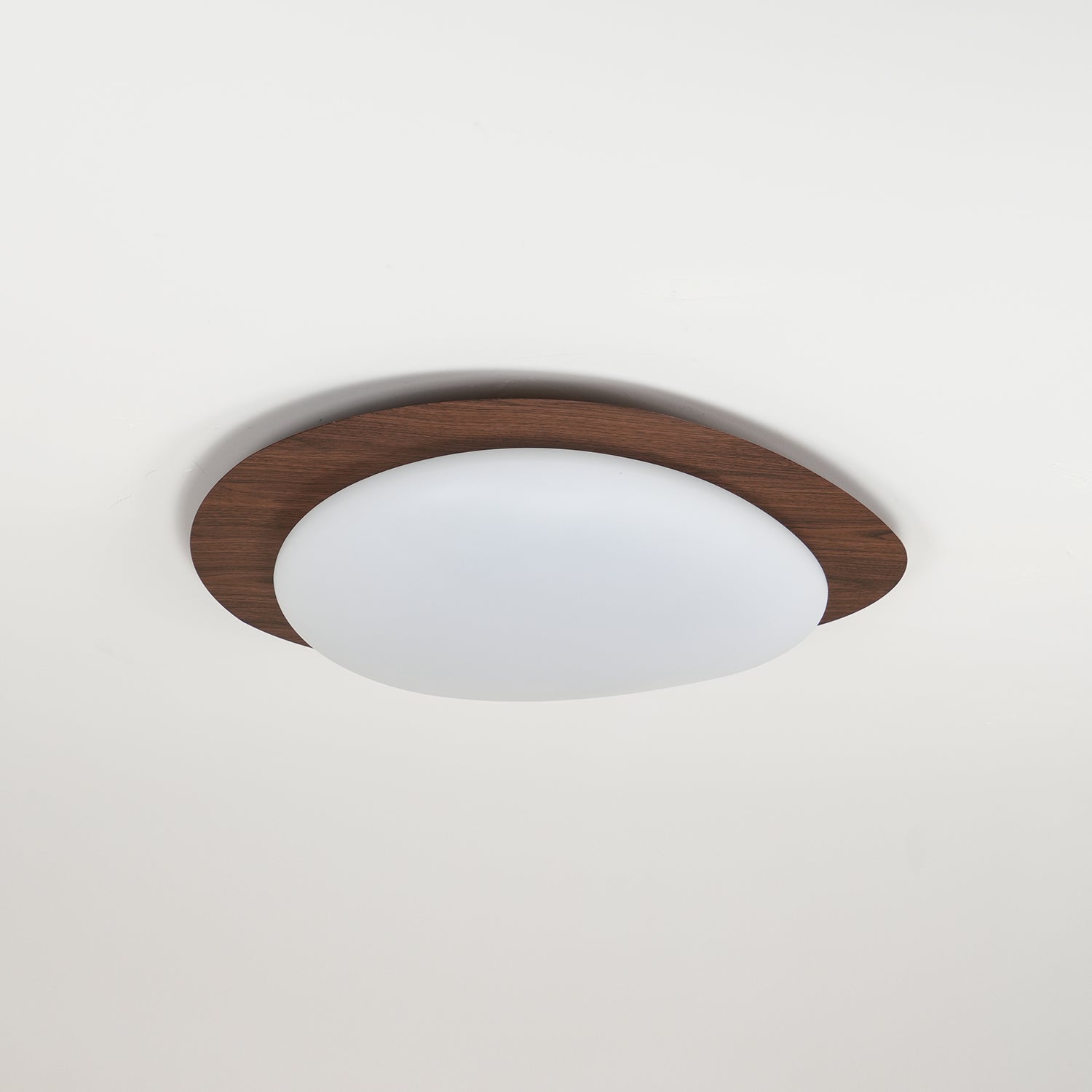 Pebble Ceiling Light 11.8 in 12W Walnut Grain Indoor Flush Mount LED | Modern Bedroom Living Room Dining Room Ceiling Fixture | Thomler