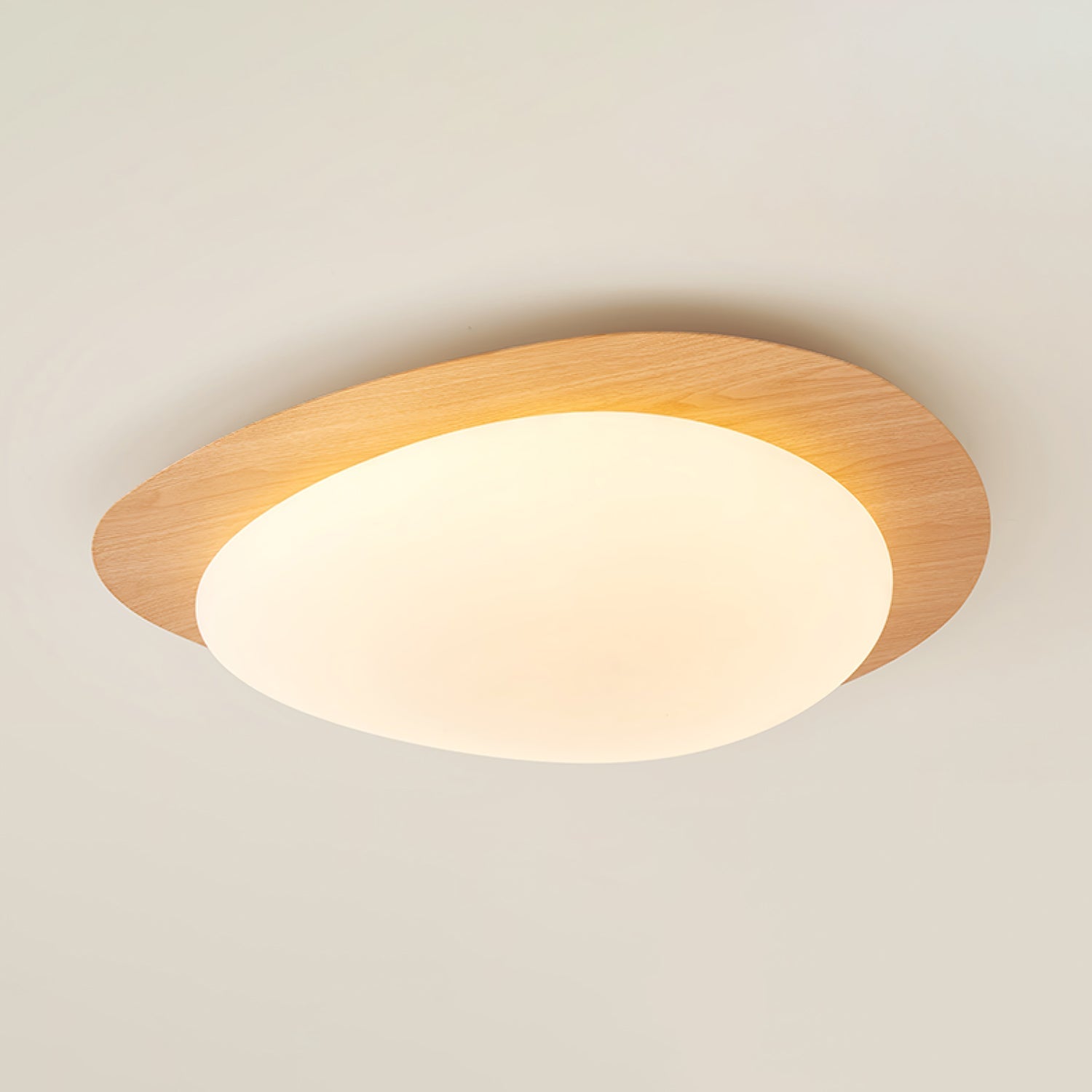 Pebble Ceiling Light 11.8 in 12W Walnut Grain Indoor Flush Mount LED | Modern Bedroom Living Room Dining Room Ceiling Fixture | Thomler