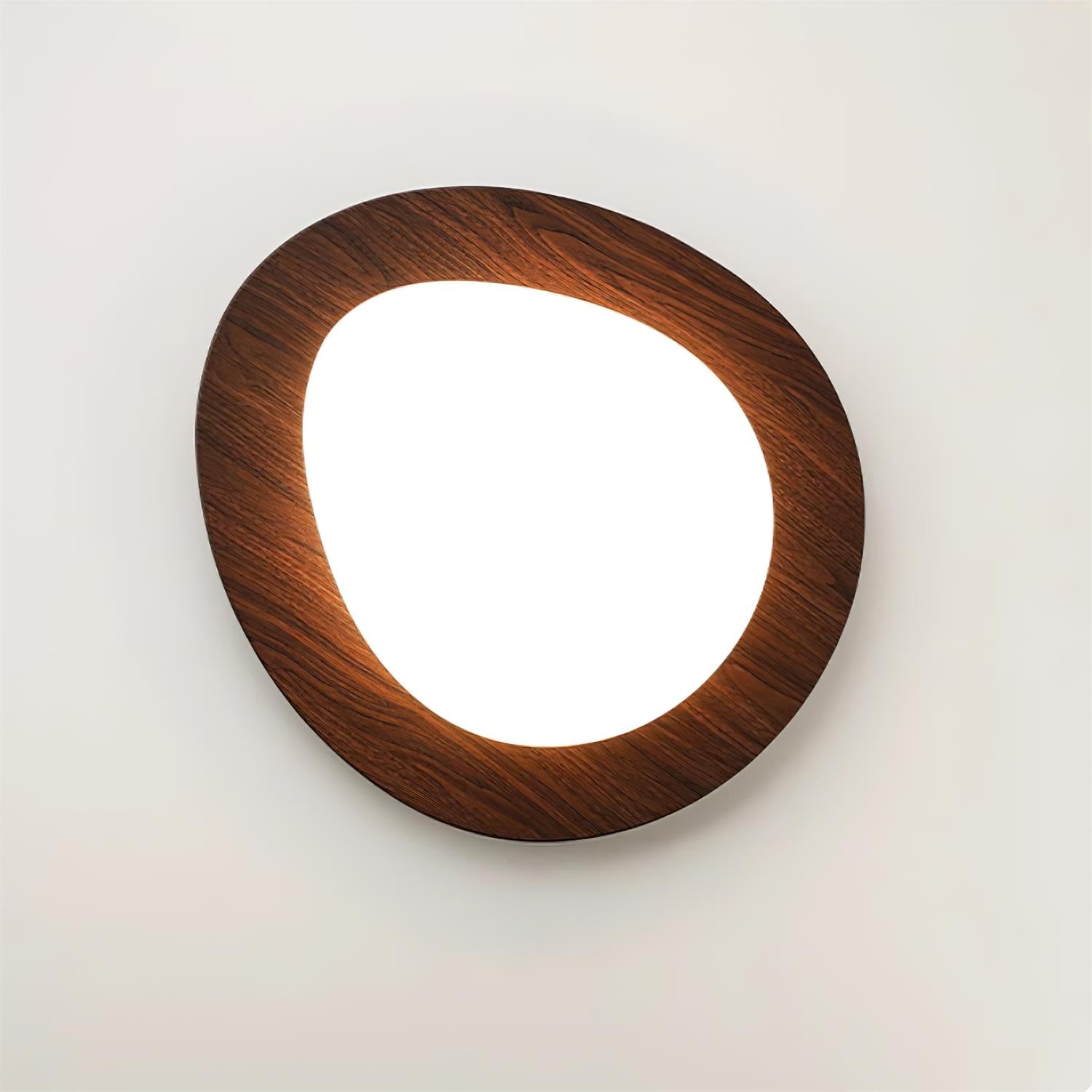 Pebble Ceiling Light 11.8 in 12W Walnut Grain Indoor Flush Mount LED | Modern Bedroom Living Room Dining Room Ceiling Fixture | Thomler