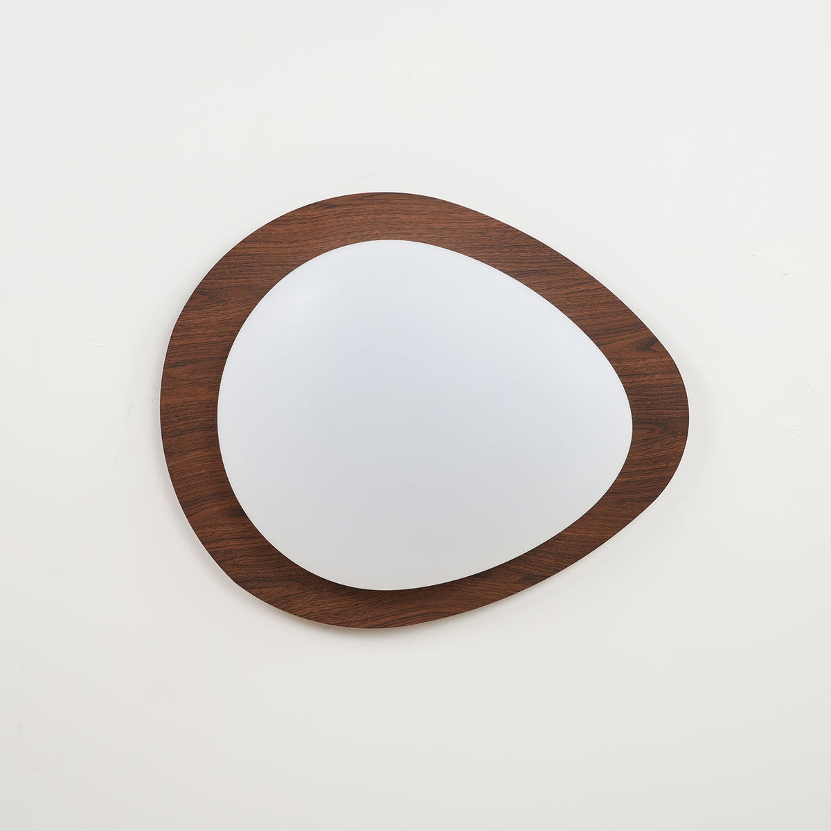 Organic Stone-Shaped Flush Mount LED Ceiling Fixture with Woodgrain Acrylic Diffuser for Living Room & Dining | Thomler