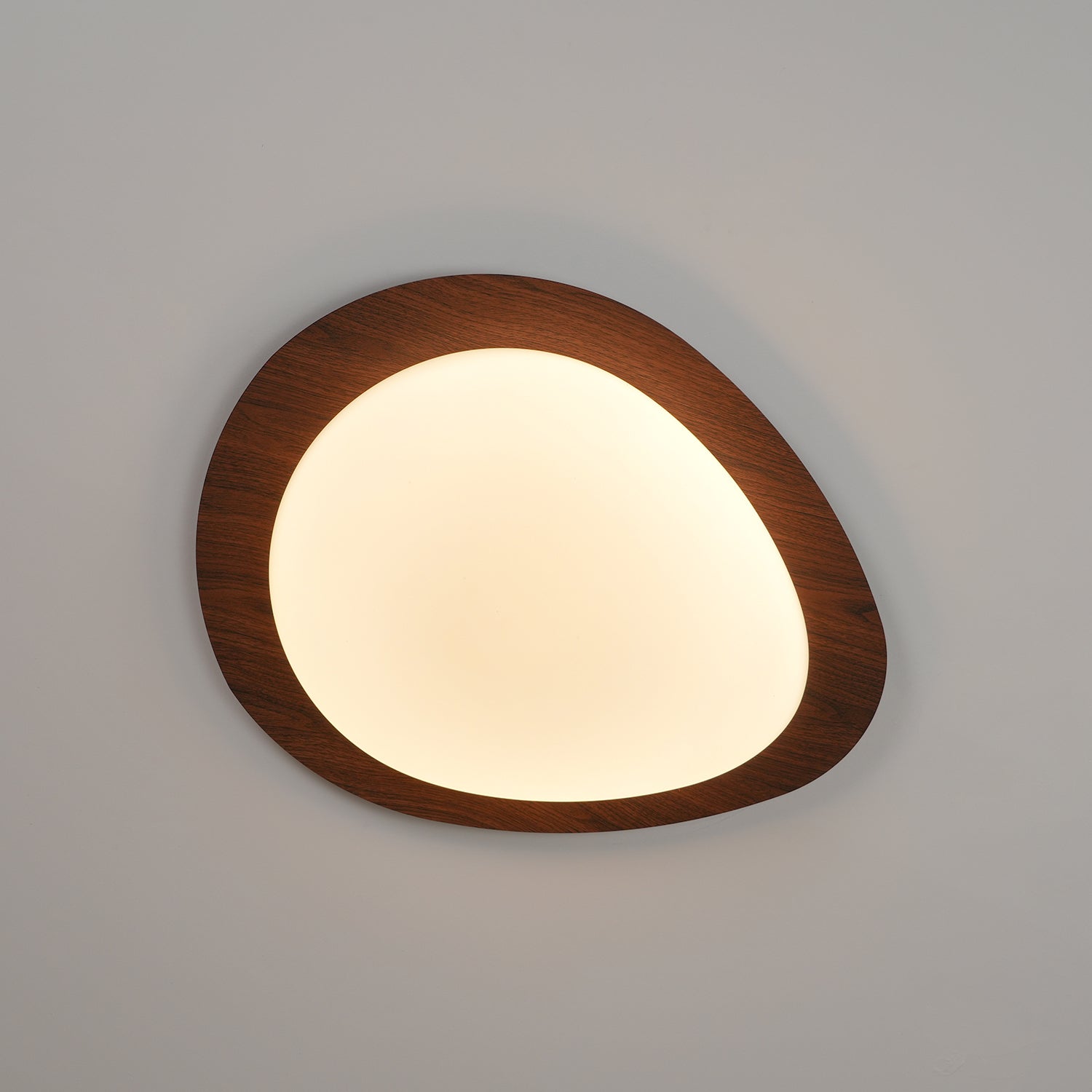 Pebble Ceiling Light 11.8 in 12W Walnut Grain Indoor Flush Mount LED | Modern Bedroom Living Room Dining Room Ceiling Fixture | Thomler