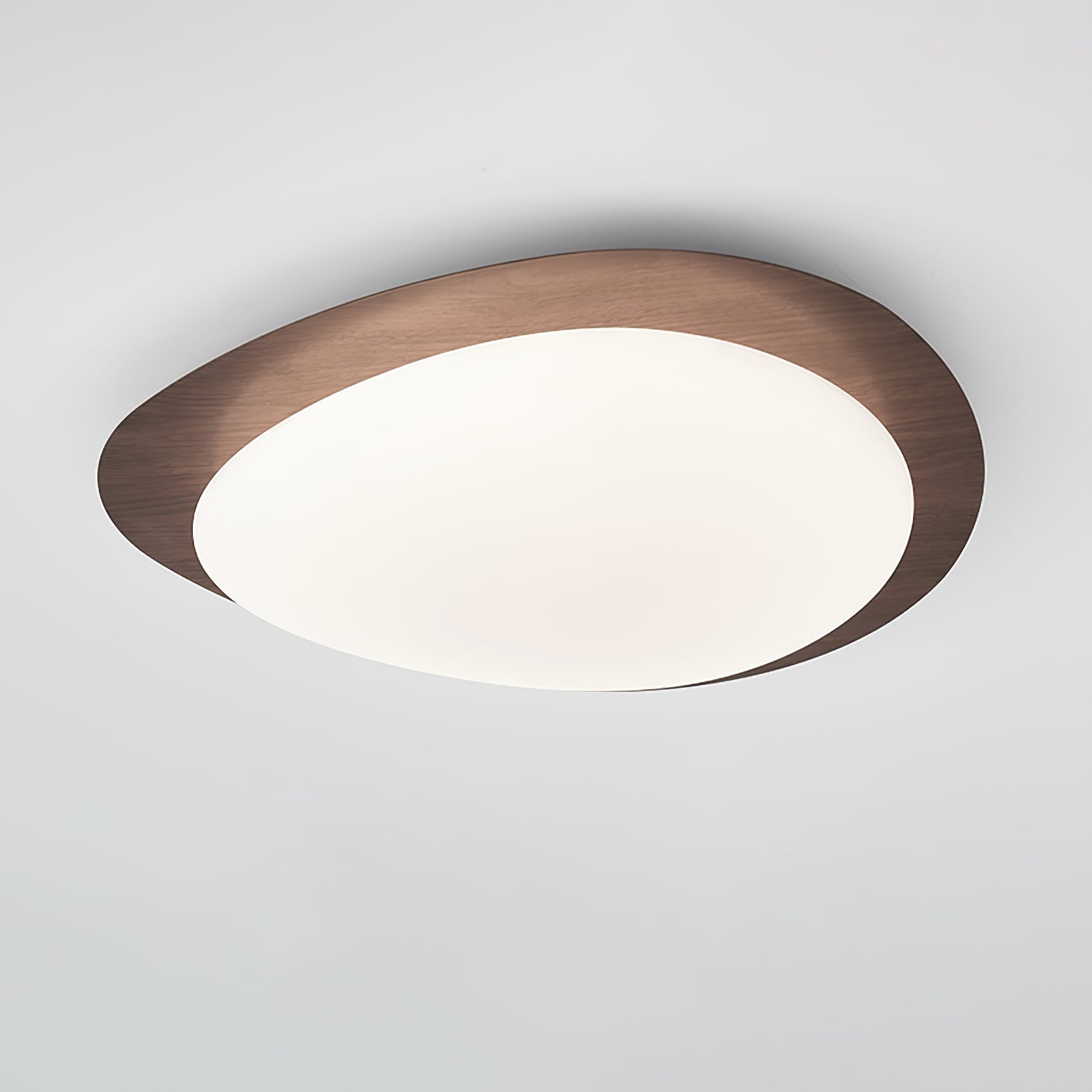 Pebble Ceiling Light 11.8 in 12W Walnut Grain Indoor Flush Mount LED | Modern Bedroom Living Room Dining Room Ceiling Fixture | Thomler