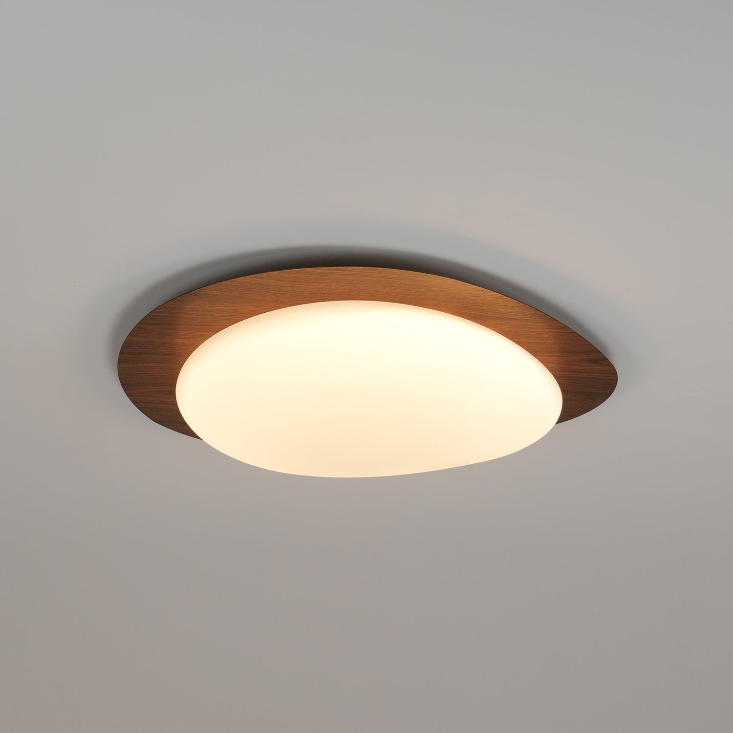 Pebble Ceiling Light 11.8 in 12W Walnut Grain Indoor Flush Mount LED | Modern Bedroom Living Room Dining Room Ceiling Fixture | Thomler