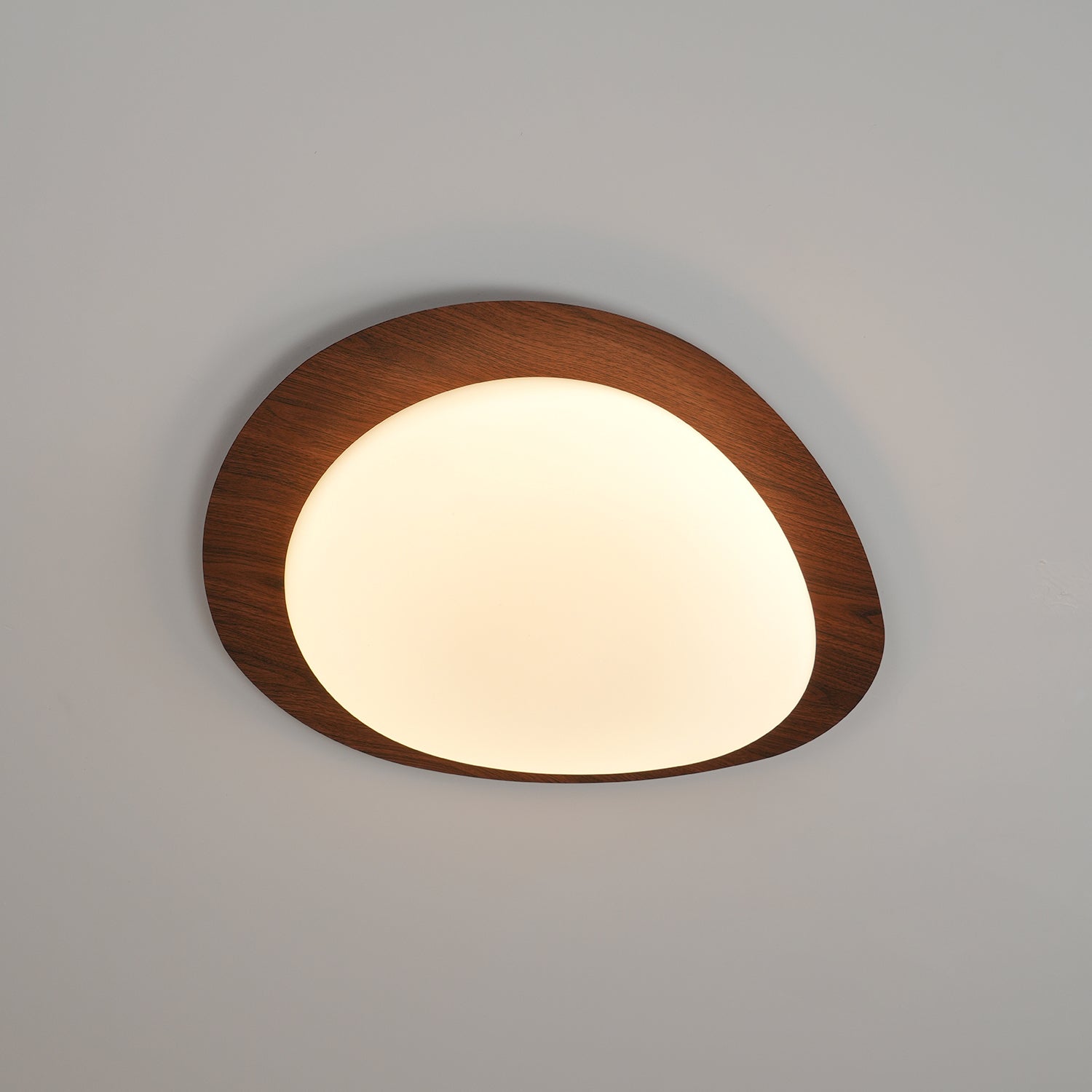 Pebble Ceiling Light 11.8 in 12W Walnut Grain Indoor Flush Mount LED | Modern Bedroom Living Room Dining Room Ceiling Fixture | Thomler