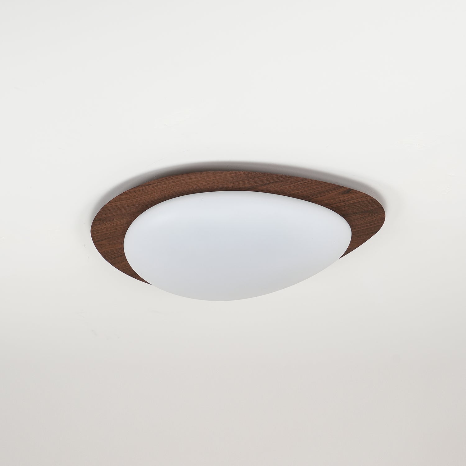 Pebble Ceiling Light 11.8 in 12W Walnut Grain Indoor Flush Mount LED | Modern Bedroom Living Room Dining Room Ceiling Fixture | Thomler