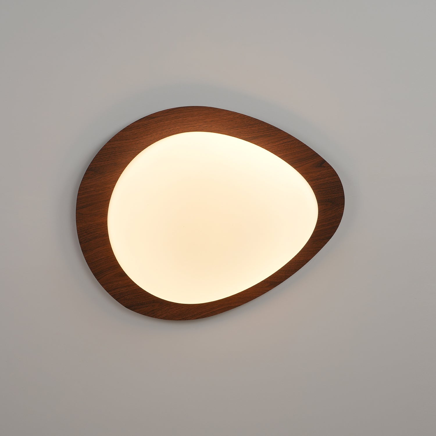 Pebble Ceiling Light 11.8 in 12W Walnut Grain Indoor Flush Mount LED | Modern Bedroom Living Room Dining Room Ceiling Fixture | Thomler