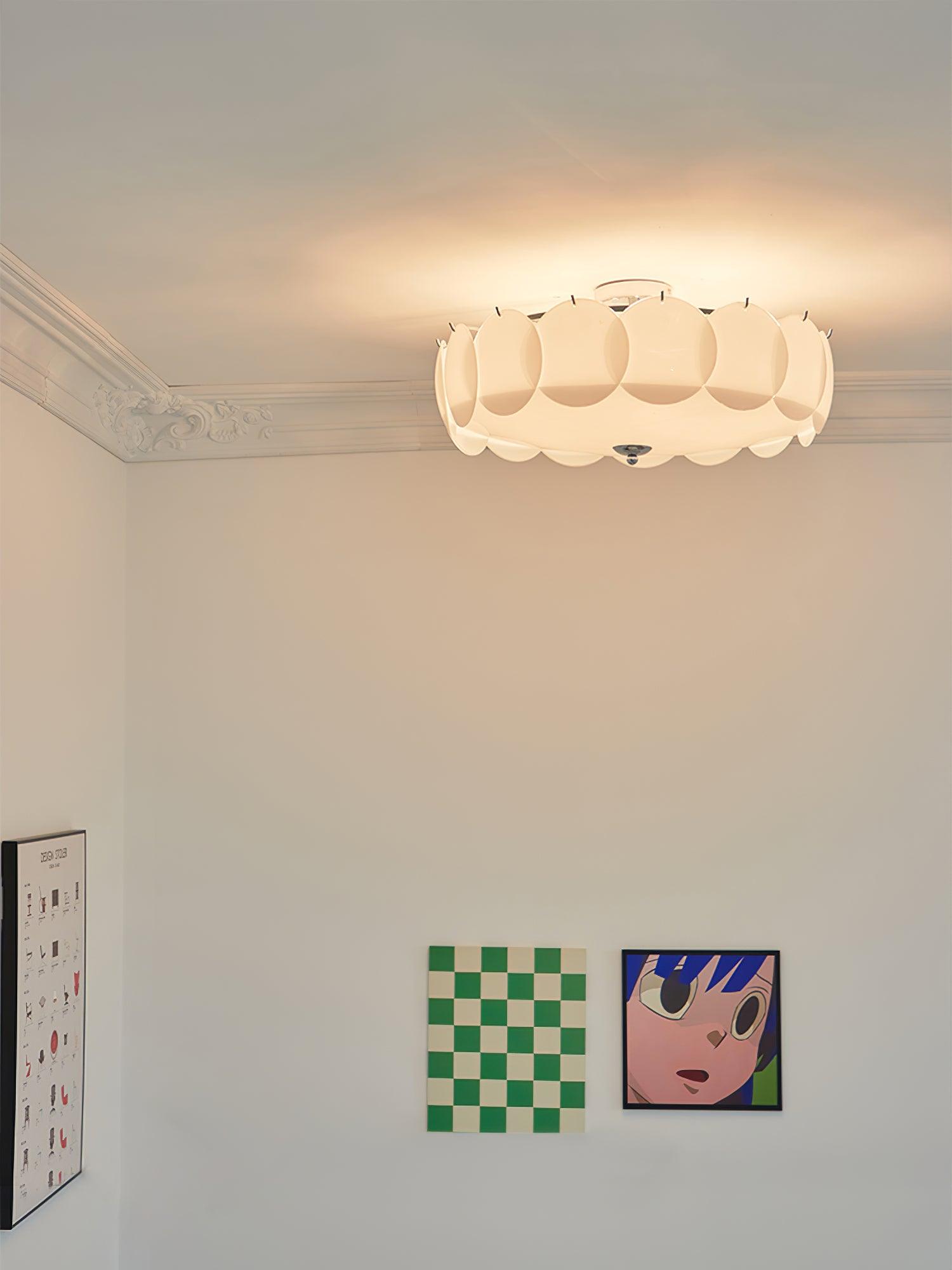 Ceiling Light Glass Disc Chandelier 60.0 cm Copper Dining Room Living Room Flush Mount Fixture | Thomler