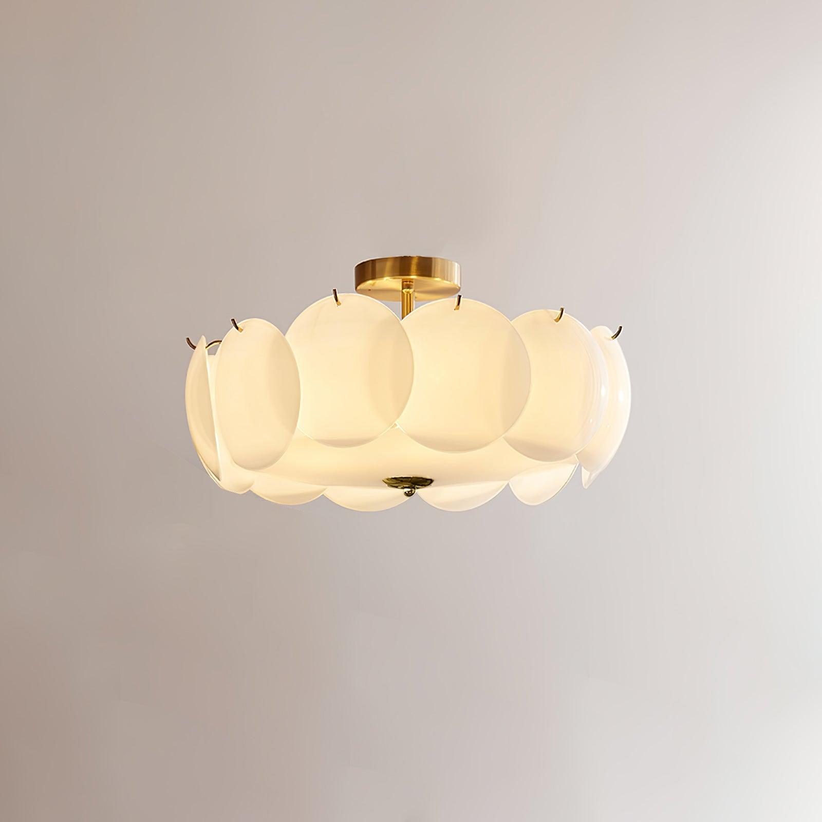 Ceiling Light Glass Disc Chandelier 60.0 cm Copper Dining Room Living Room Flush Mount Fixture | Thomler