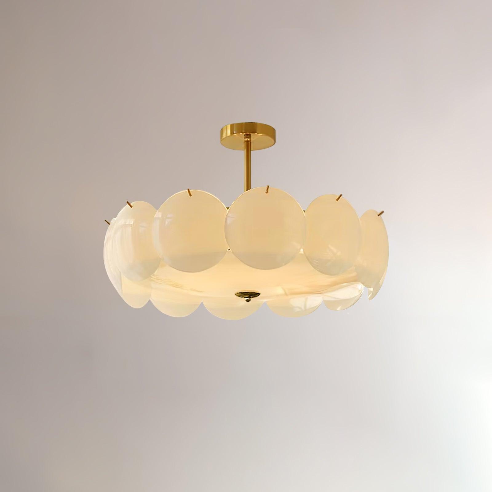 Ceiling Light Glass Disc Chandelier 60.0 cm Copper Dining Room Living Room Flush Mount Fixture | Thomler