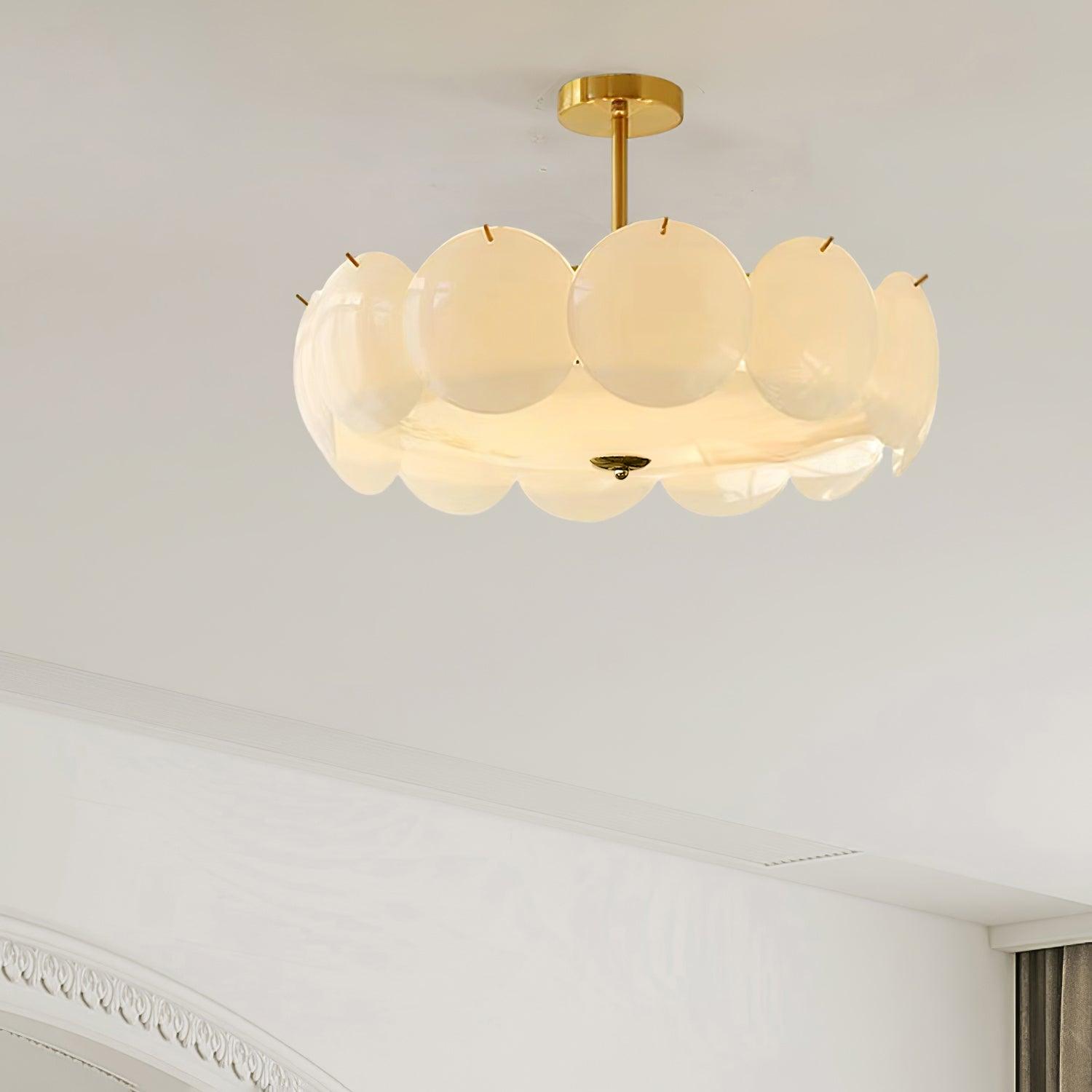 Ceiling Light Glass Disc Chandelier 60.0 cm Copper Dining Room Living Room Flush Mount Fixture | Thomler