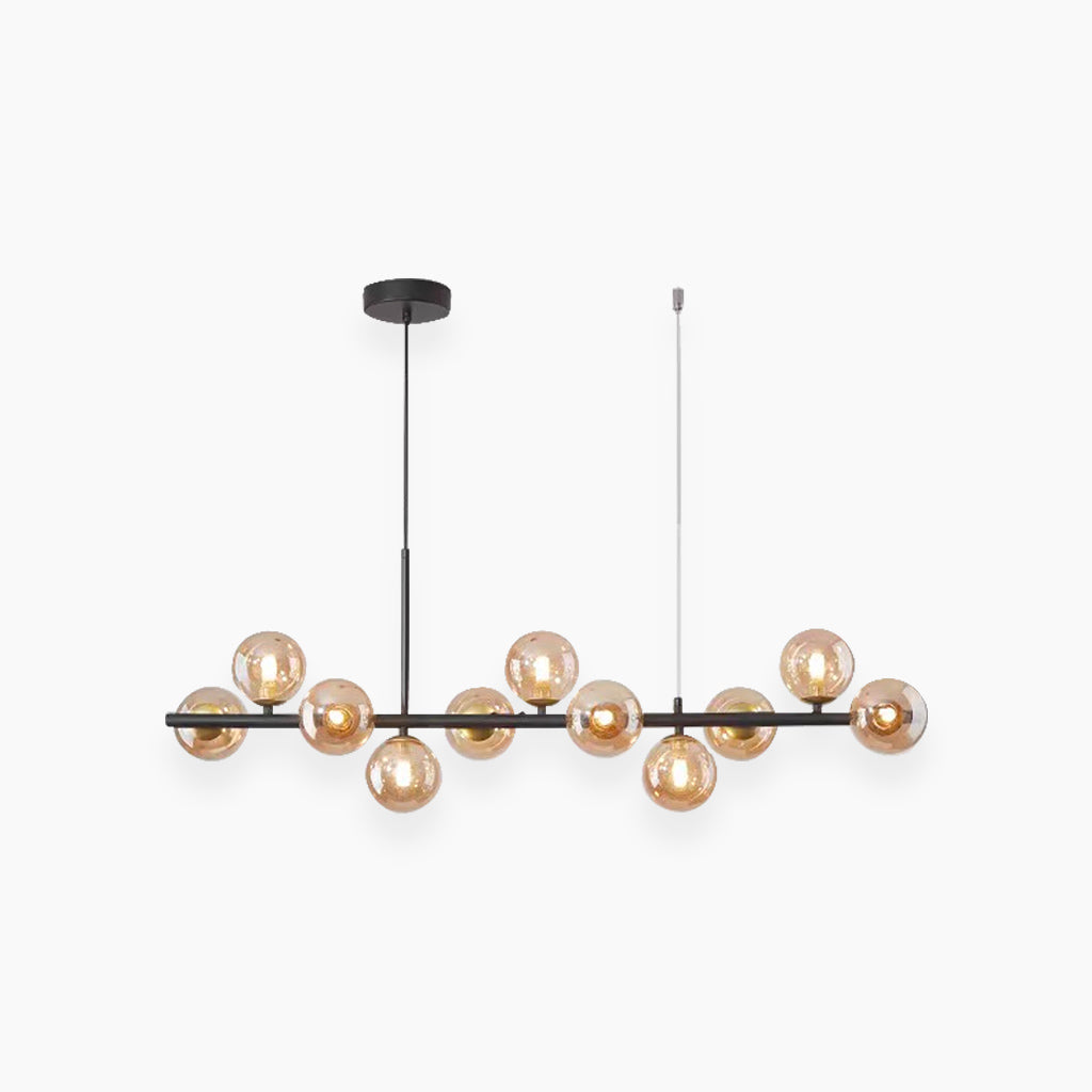 Chandelier Glass Globe 25.6 in 7-Light Gold Modern Living Room Dining Kitchen Pendant Light | Thomler