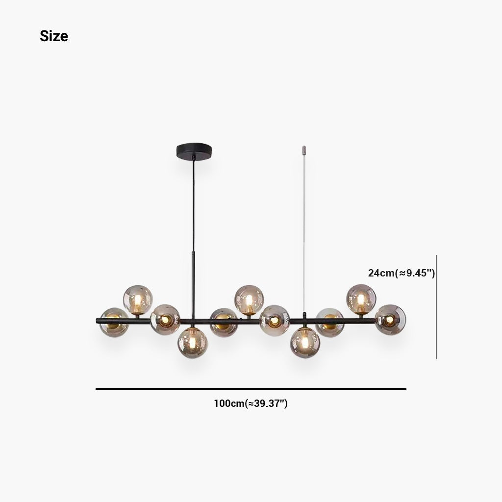 Chandelier Glass Globe 25.6 in 7-Light Gold Modern Living Room Dining Kitchen Pendant Light | Thomler