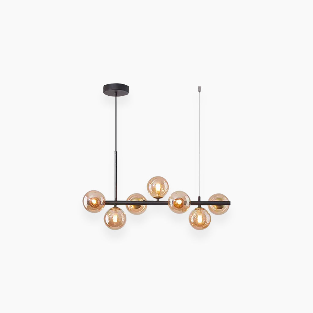Chandelier Glass Globe 25.6 in 7-Light Gold Modern Living Room Dining Kitchen Pendant Light | Thomler