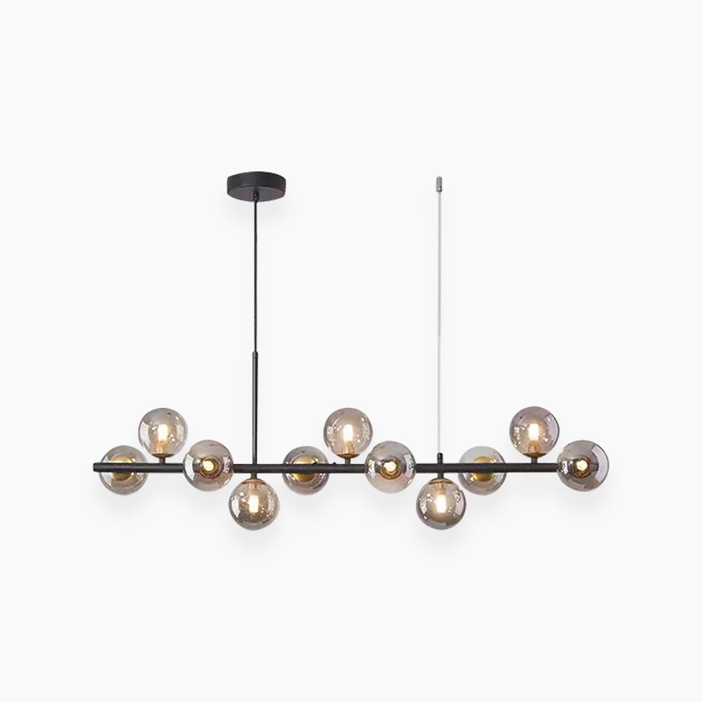 Chandelier Glass Globe 25.6 in 7-Light Gold Modern Living Room Dining Kitchen Pendant Light | Thomler