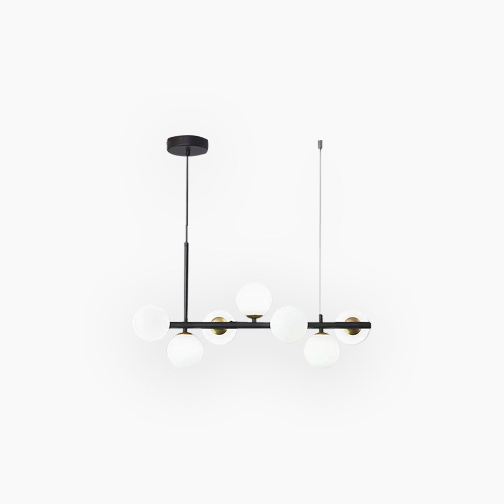 Chandelier Glass Globe 25.6 in 7-Light Gold Modern Living Room Dining Kitchen Pendant Light | Thomler