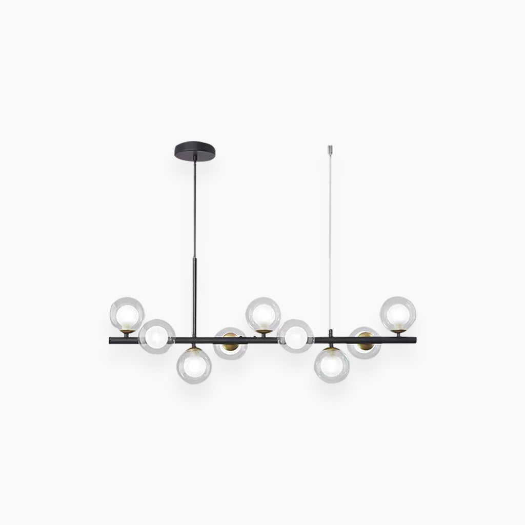 Chandelier Glass Globe 25.6 in 7-Light Gold Modern Living Room Dining Kitchen Pendant Light | Thomler