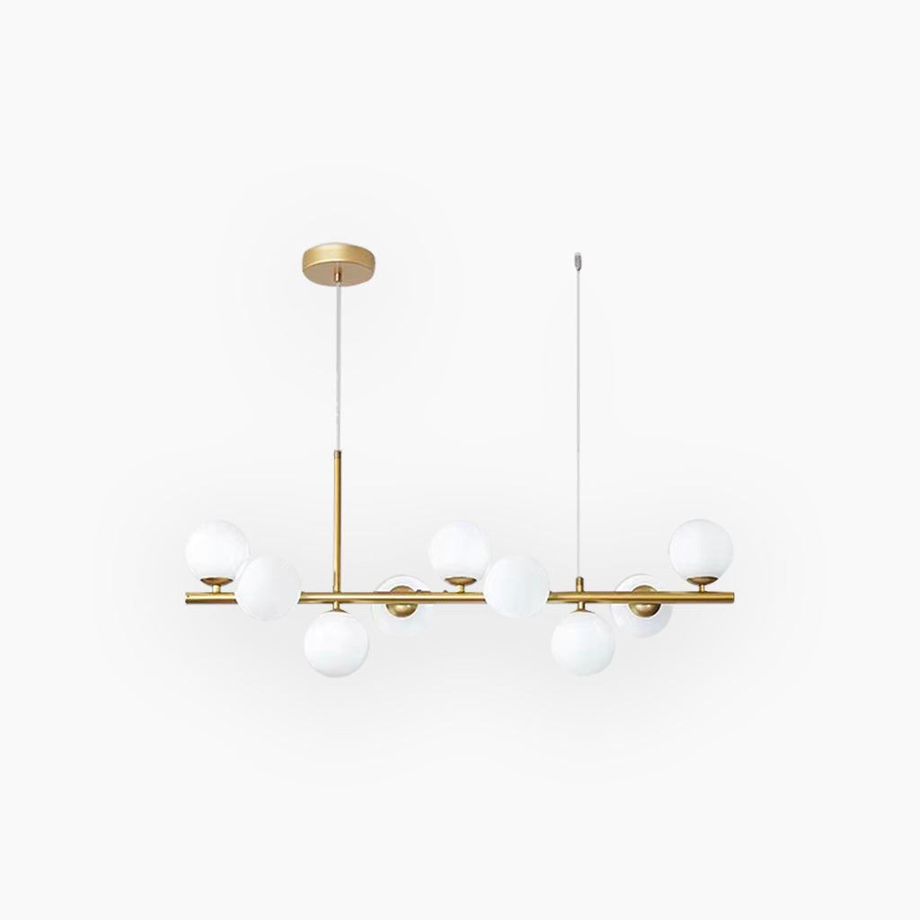 Chandelier Glass Globe 25.6 in 7-Light Gold Modern Living Room Dining Kitchen Pendant Light | Thomler