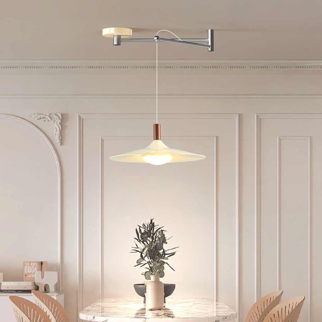 Pendant Light Iron Acrylic 13.8 in Adjustable LED Living Room Dining Room Bedroom Hanging Lamp | Thomler