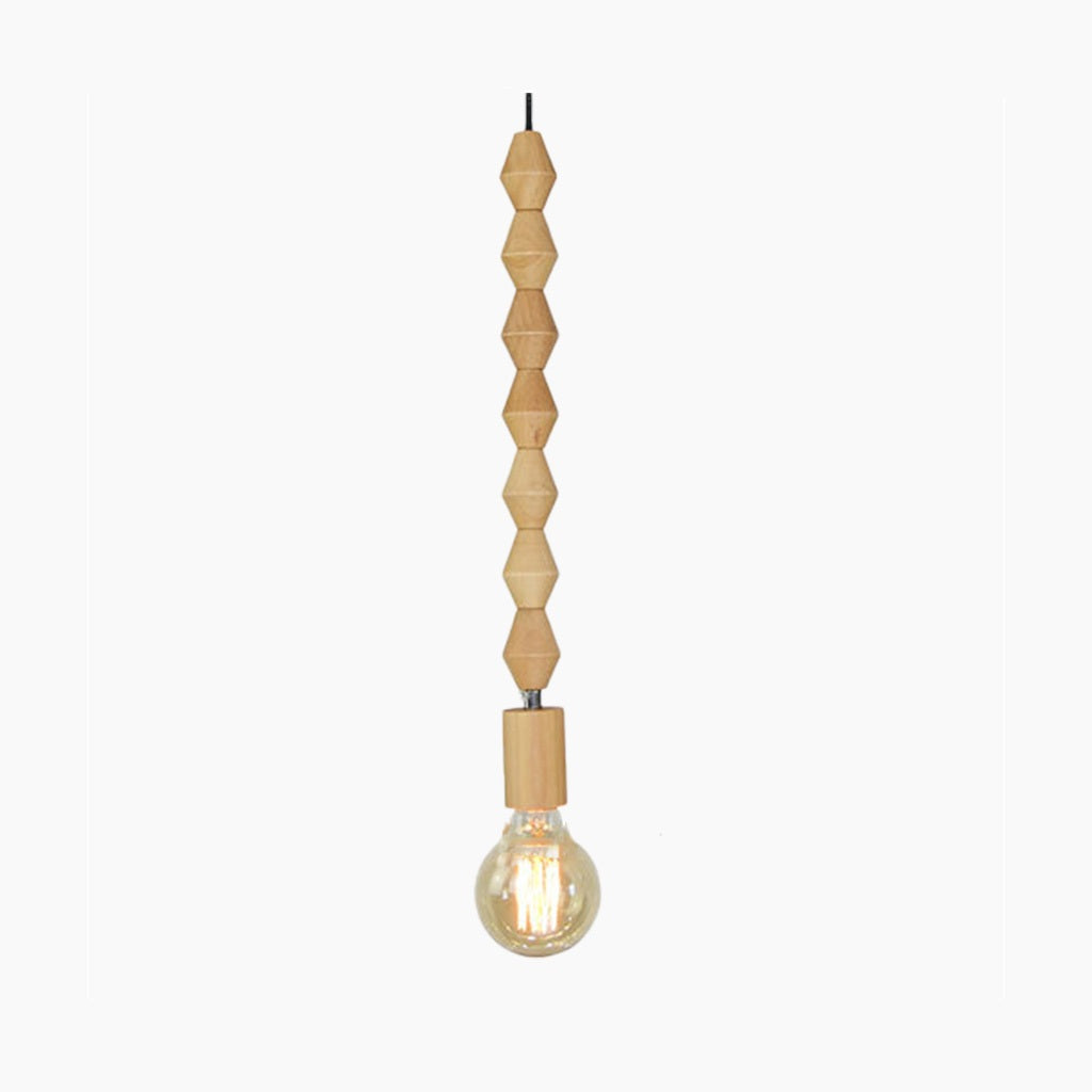 Pendant Light Wood Bead 12.6 in Adjustable Hanging Living Room Bedroom Dining Room Decor | Thomler