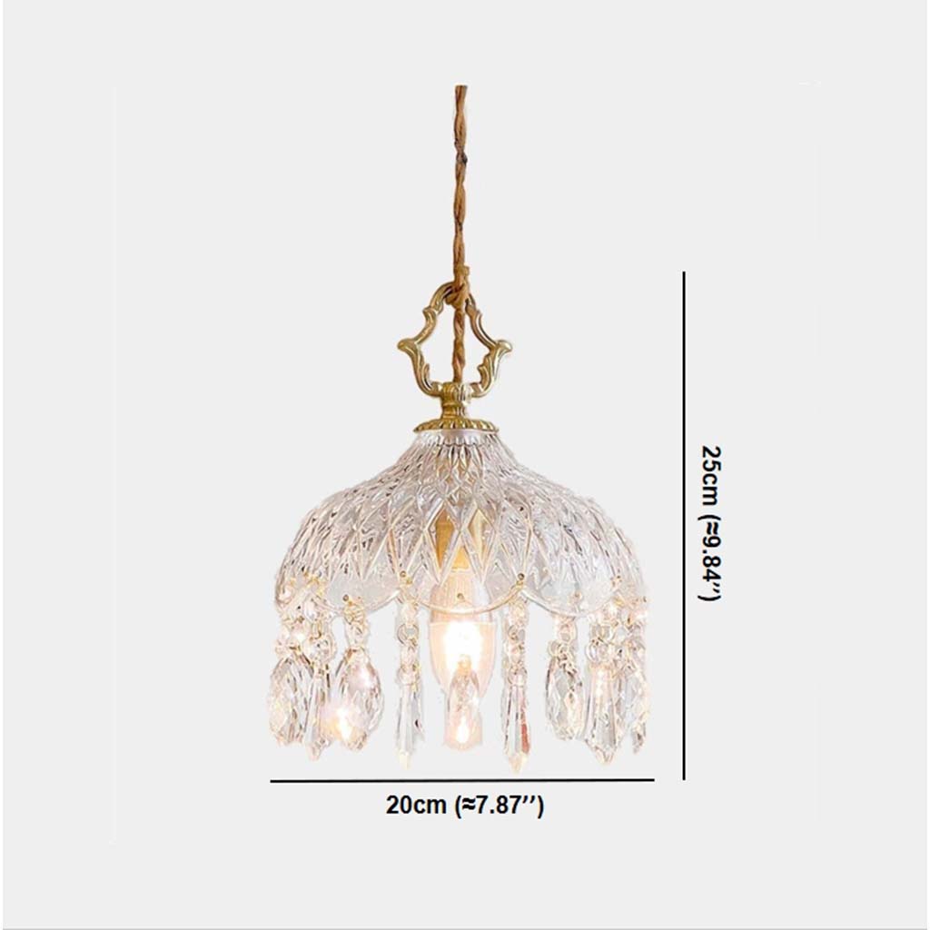Pendant Light Crystal Glass Dome 20.0 cm Adjustable Living Room Dining Table Hanging Lamp Elegant Lighting Fixtures | Thomler