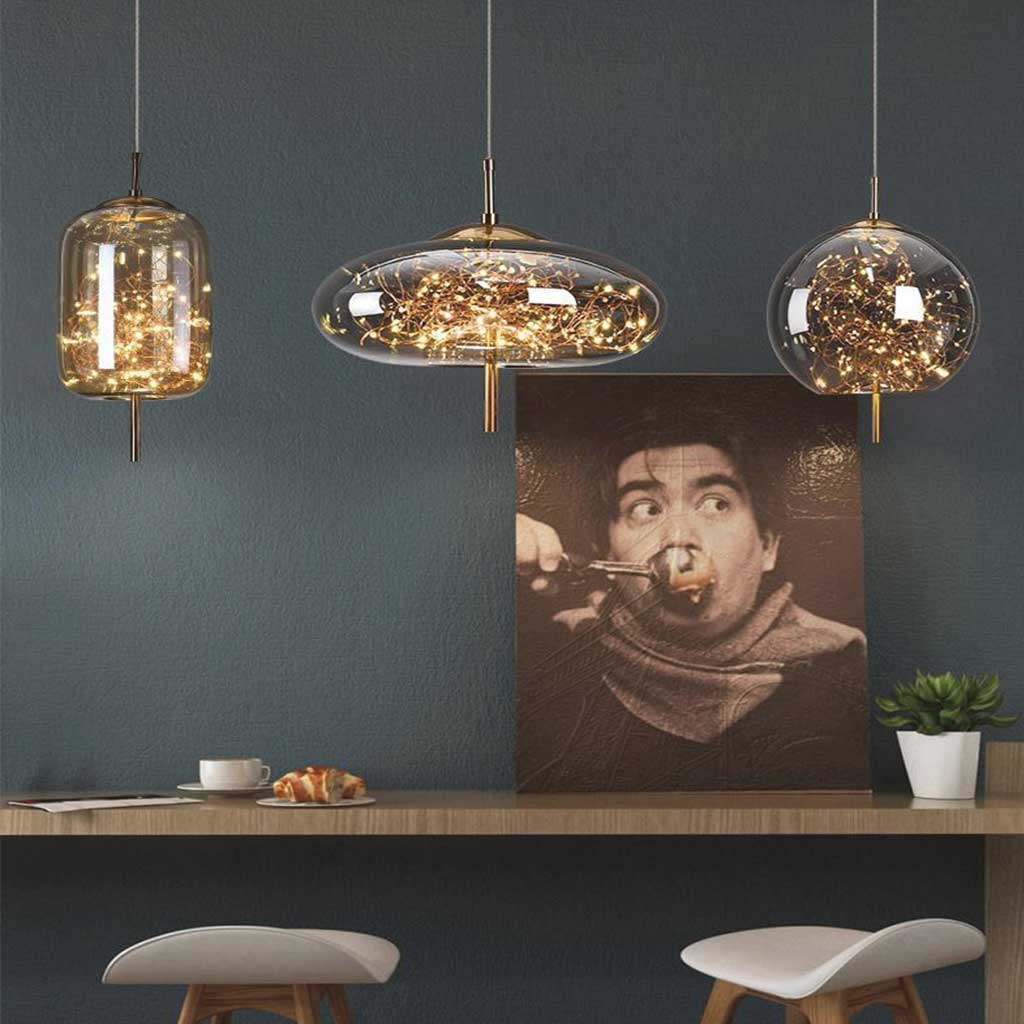 Pendant Light Stained Glass 7.9 in Adjustable Living Room Bedroom Dining Area Modern Nordic Lighting | Thomler
