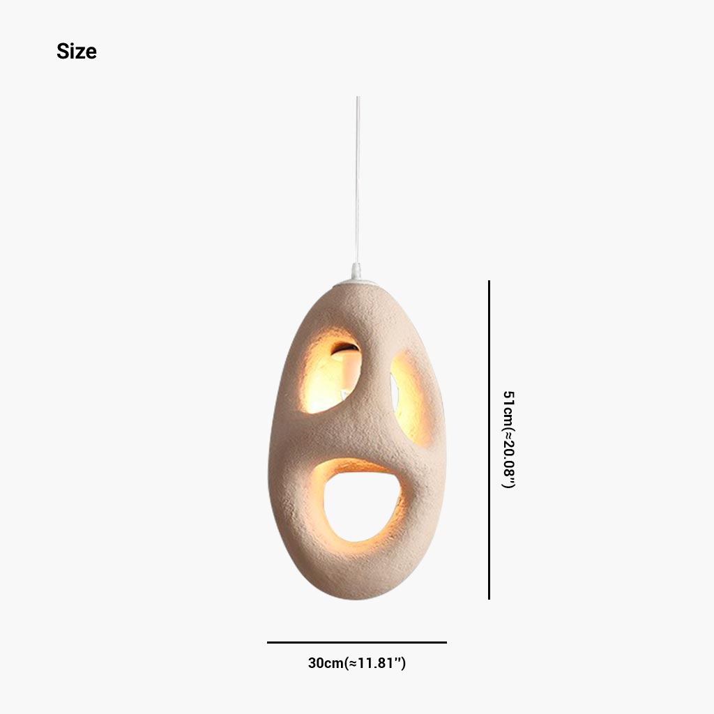 Pendant Light Polystyrene 13.8 in Adjustable Beige Living Room Dining Kitchen Island Hanging Lamp | Thomler