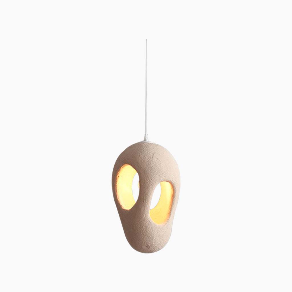 Pendant Light Polystyrene 13.8 in Adjustable Beige Living Room Dining Kitchen Island Hanging Lamp | Thomler