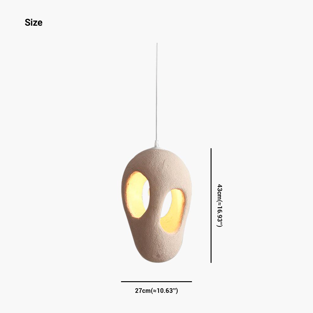 Pendant Light Polystyrene 13.8 in Adjustable Beige Living Room Dining Kitchen Island Hanging Lamp | Thomler