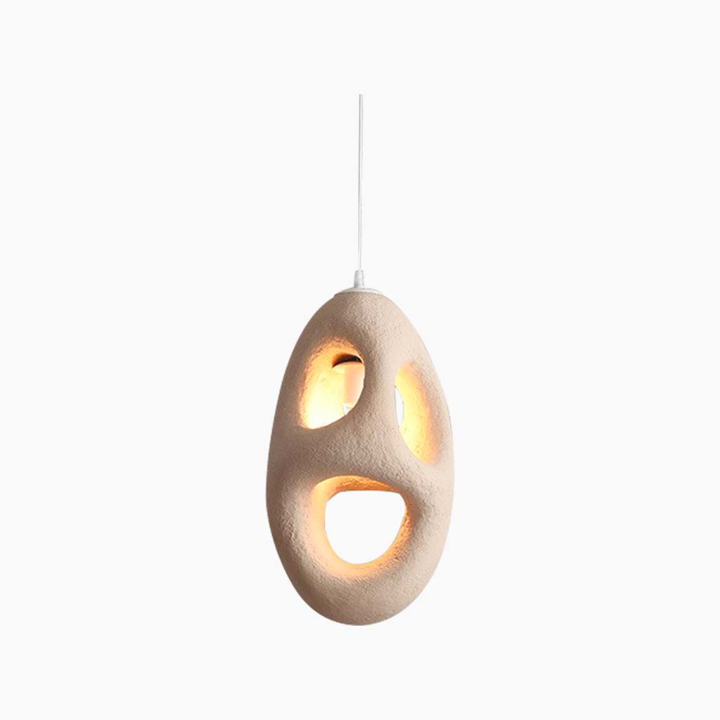 Pendant Light Polystyrene 13.8 in Adjustable Beige Living Room Dining Kitchen Island Hanging Lamp | Thomler