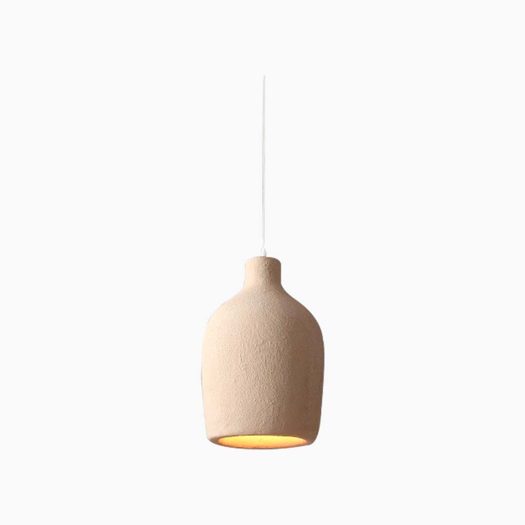 Pendant Light Polystyrene 13.8 in Adjustable Beige Living Room Dining Kitchen Island Hanging Lamp | Thomler