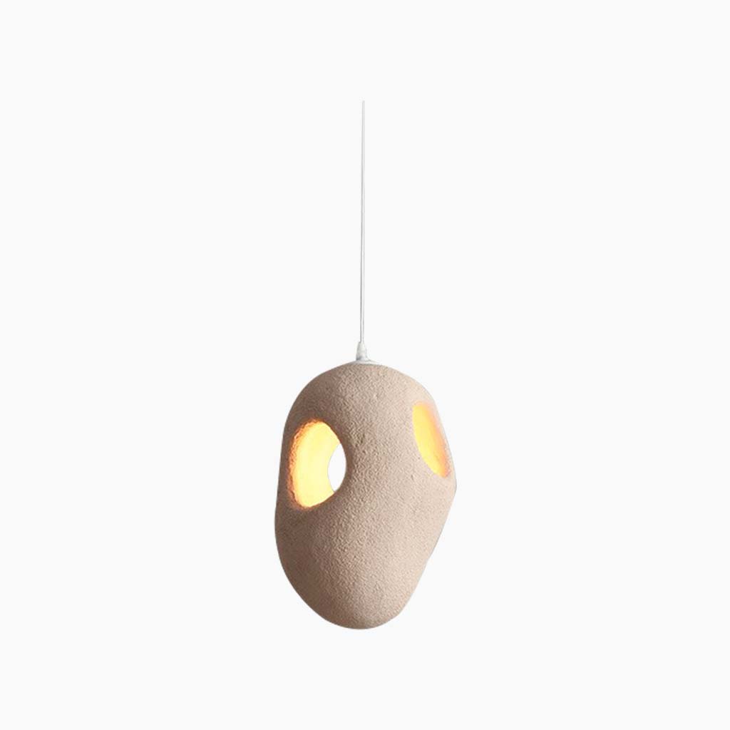 Pendant Light Polystyrene 13.8 in Adjustable Beige Living Room Dining Kitchen Island Hanging Lamp | Thomler