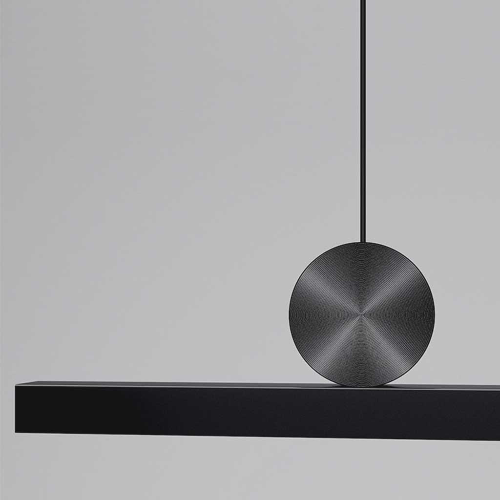 Pendant Light Aluminum Linear LED 39.4 in Black Dimmable Dining Table Kitchen Island Hanging Ceiling Fixture | Thomler