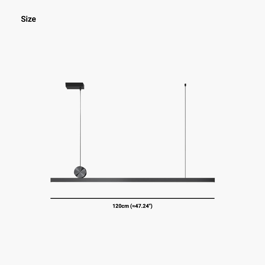 Pendant Light Aluminum Linear LED 39.4 in Black Dimmable Dining Table Kitchen Island Hanging Ceiling Fixture | Thomler