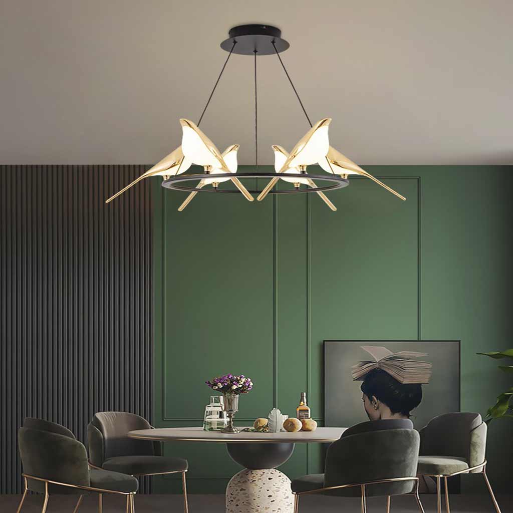Chandelier Pendant Light Zinc Alloy 35 in Black Gold Living Room Bedroom Dining Room Ceiling Lighting Modern Nordic Style | Thomler