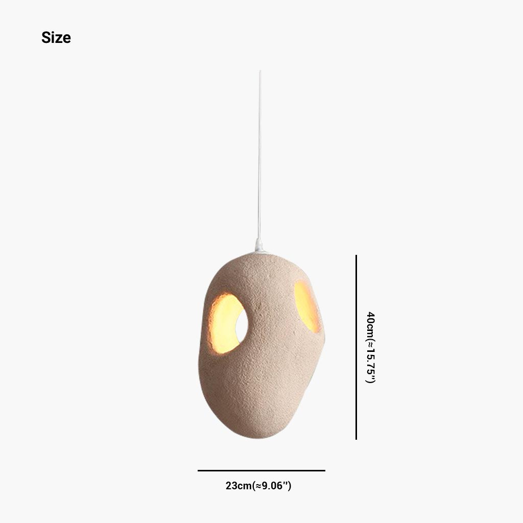 Pendant Light Polystyrene 13.8 in Adjustable Beige Living Room Dining Kitchen Island Hanging Lamp | Thomler