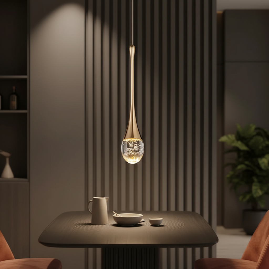 Pendant Light Glass Teardrop 25.4 cm Warm White Dining Room Adjustable Hanging Ceiling Lamp Living Room Hallway | Thomler