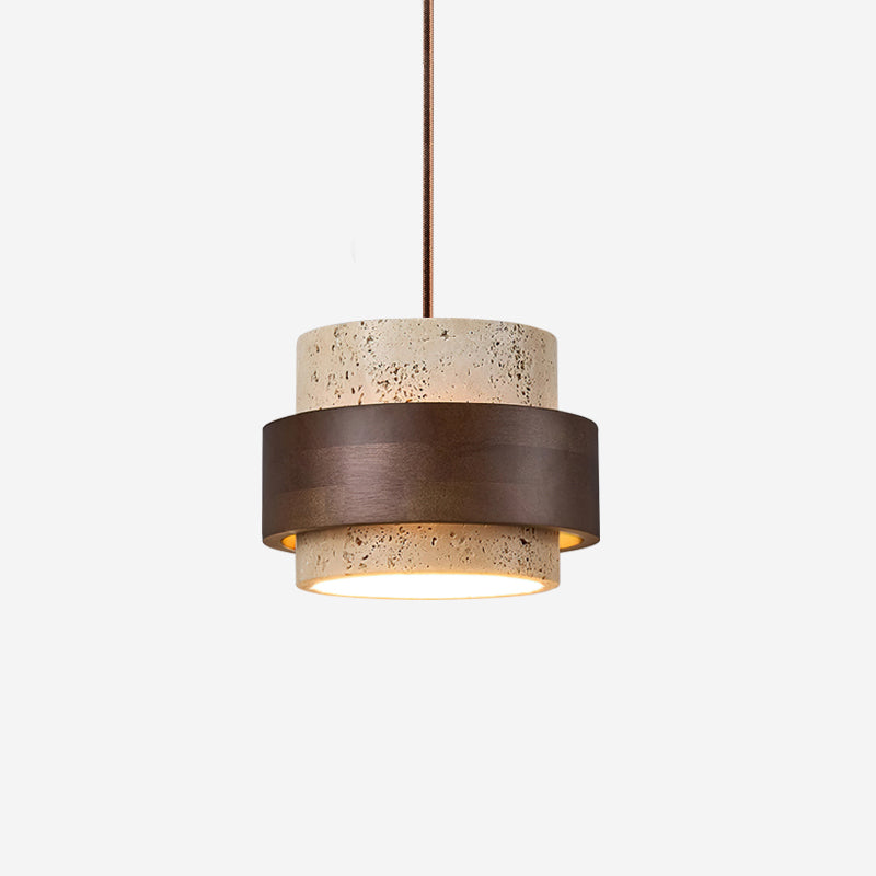 Natural Stone Ceiling Fixture with Adjustable Cord & Walnut Accents for Dining Room Kitchen Island Bar | Thomler