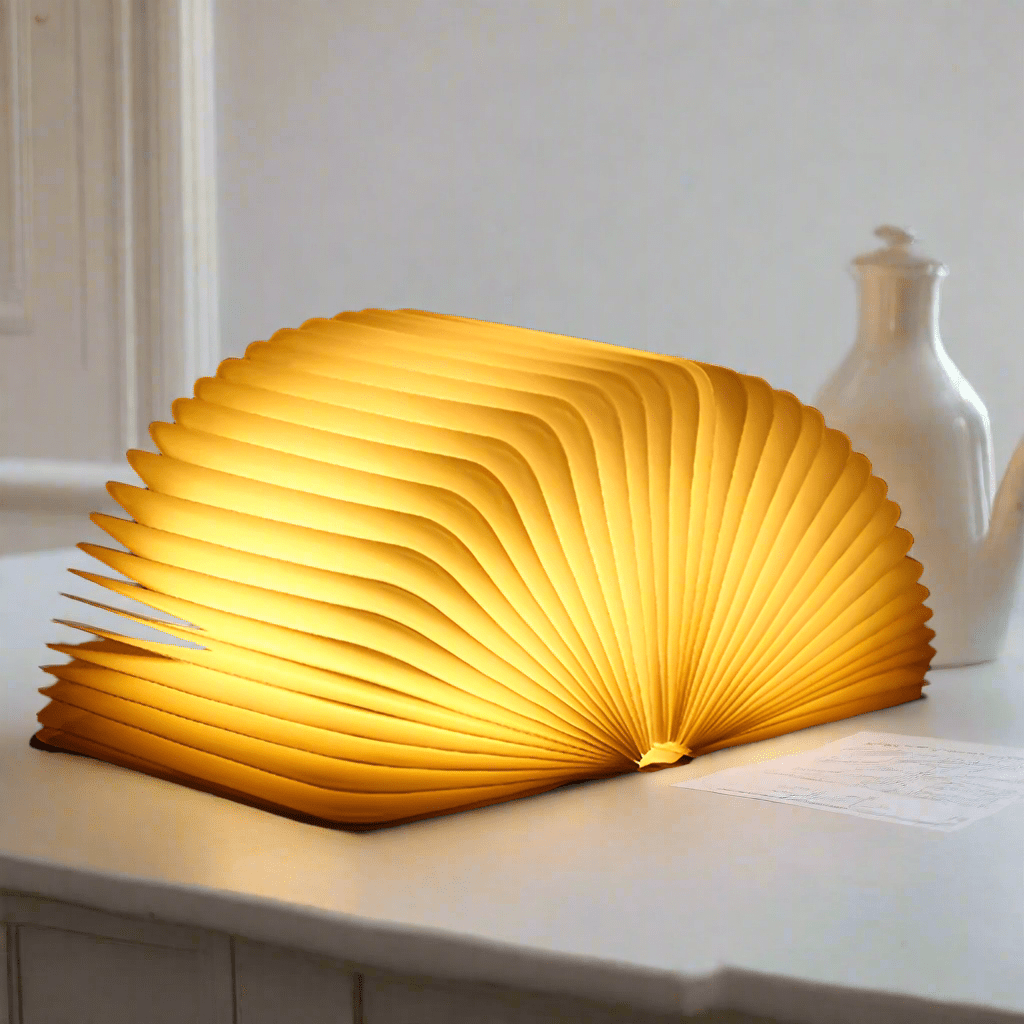 Rechargeable LED Book Light – Wooden Folding Accent Lamp for Reading Nook, Bedroom Nightstand & Home Decor | Thomler