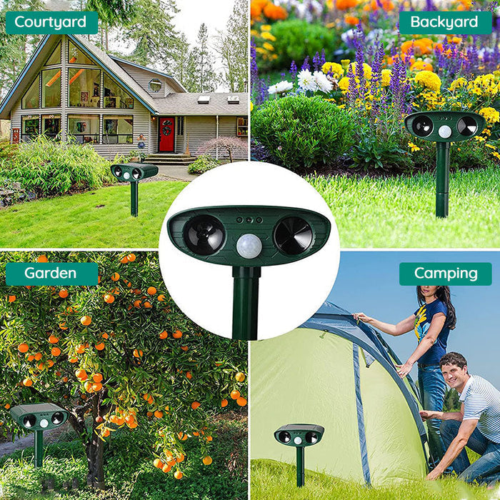Motion-Activated Animal Deterrent Device with Solar Power for Yards and Gardens | Outdoor Pest Control | Ultrasonic Wildlife Repellent | Wea | Thomler