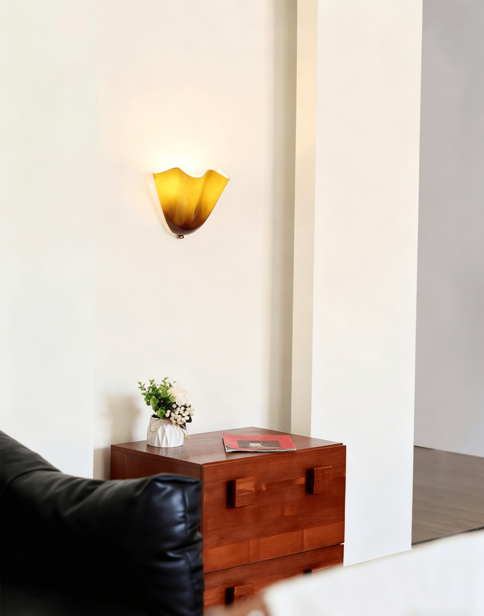 Wall Light 11 in x 10 in x 5.1 in Indoor Metal Glass LED Fixture Beige Green Brown Amber Home Hallway Bedroom Living Room Decorative Lighting | Thomler